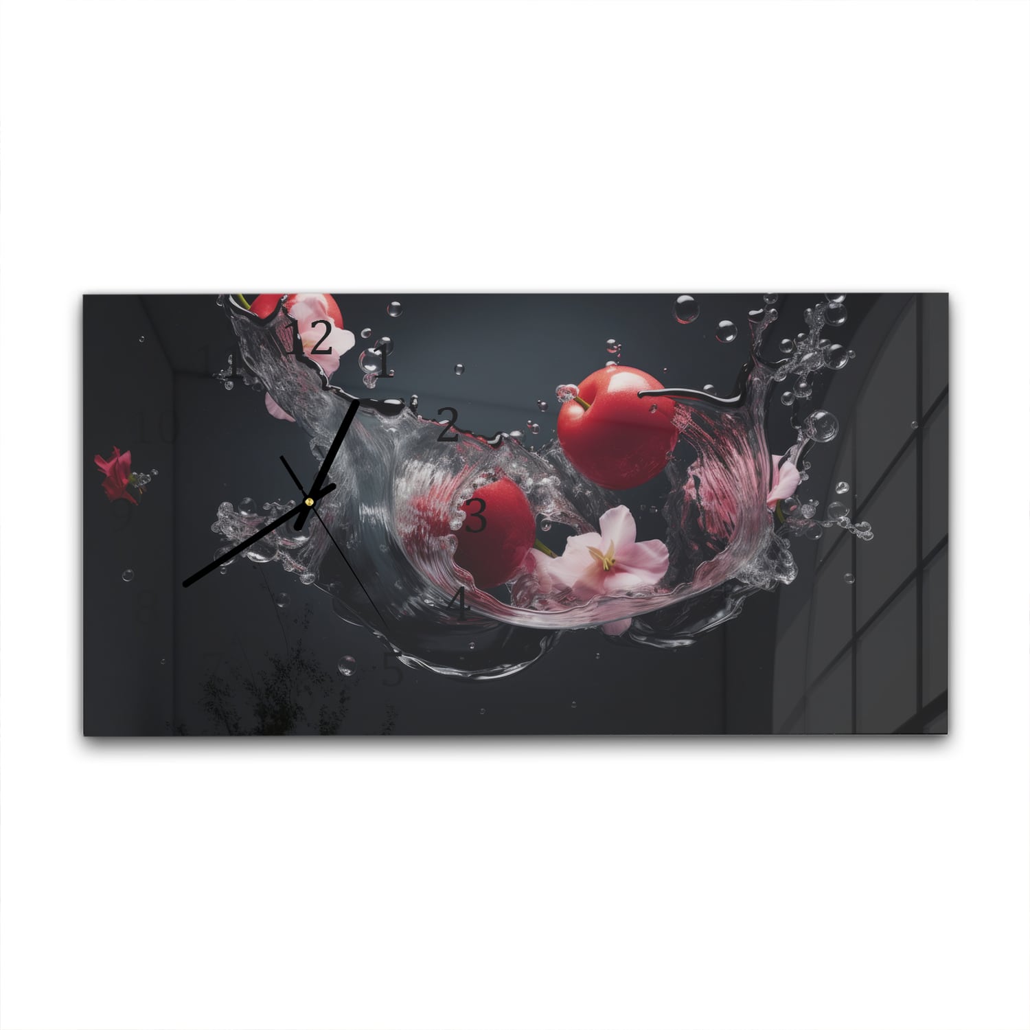 Wanduhr 60x30 - Tomaten-Splash