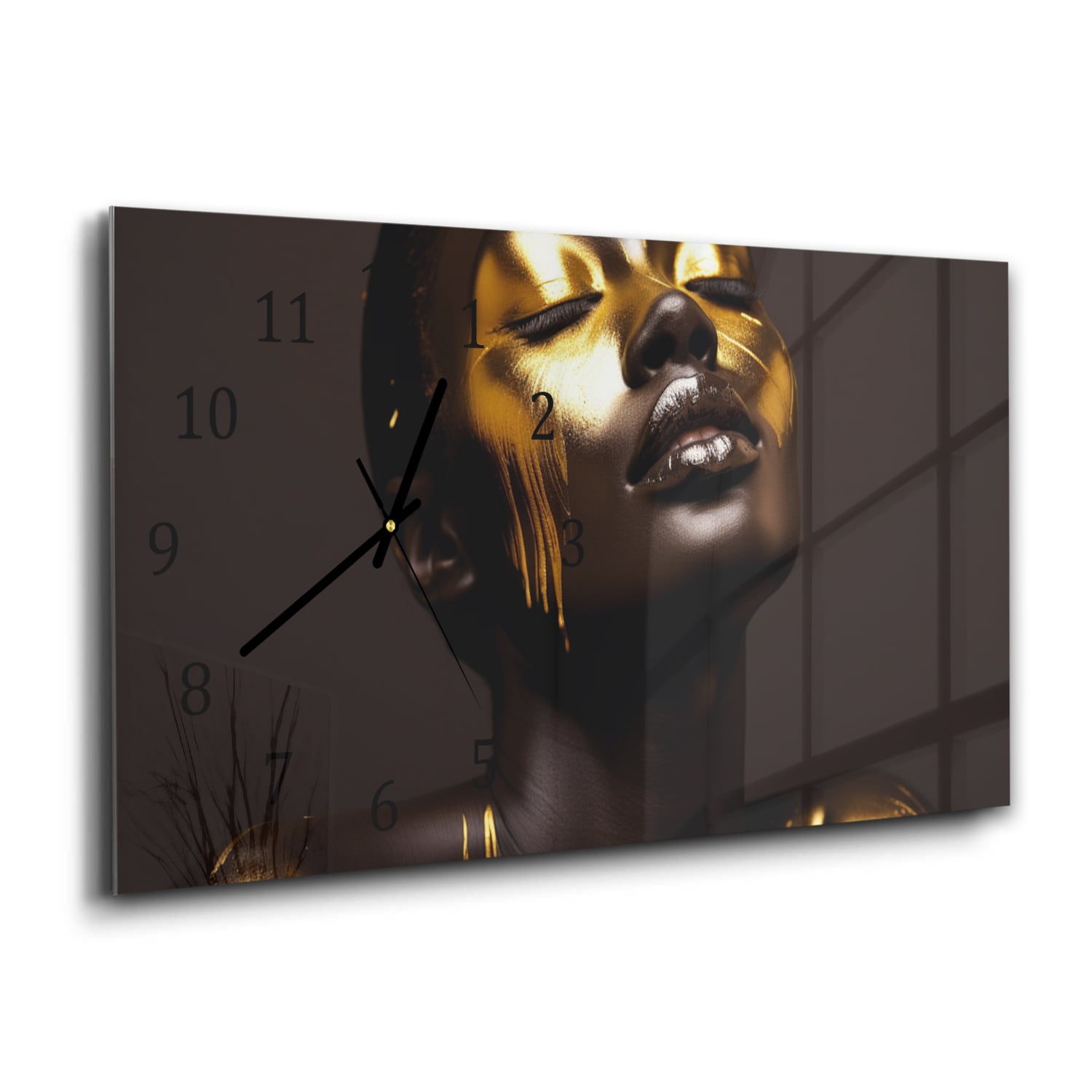 Wanduhr 60x30 - Luxuriöse Gold/Schwarz-Textur