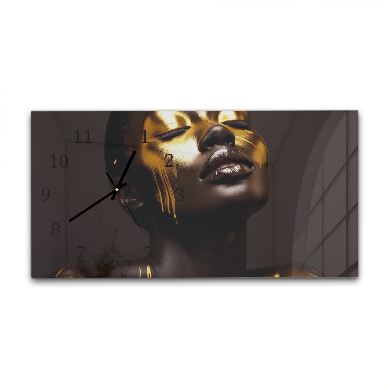 Wanduhr 60x30 - Luxuriöse Gold/Schwarz-Textur