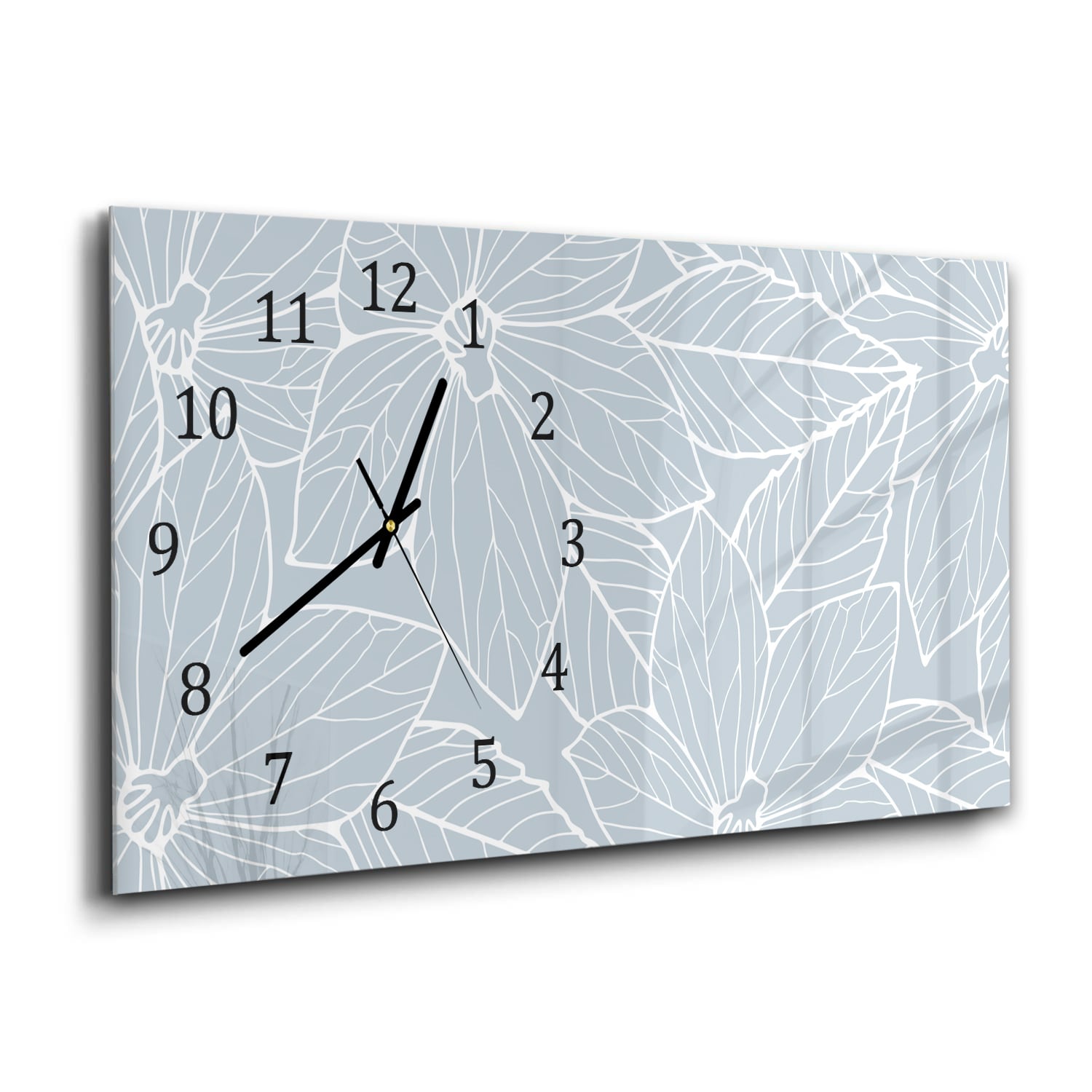 Wanduhr 60x30 - Abstrakte Blumenliniendarstellung