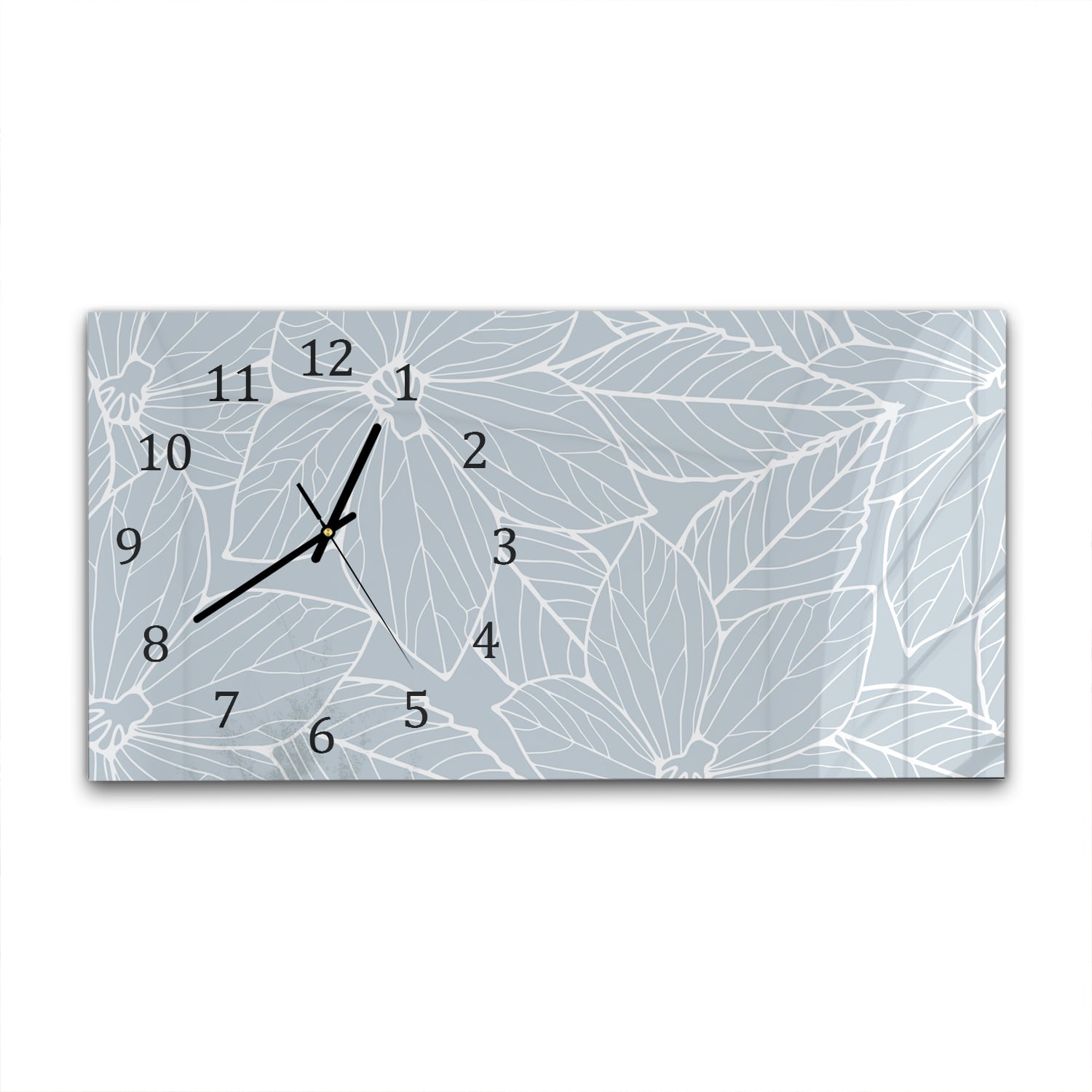 Wanduhr 60x30 - Abstrakte Blumenliniendarstellung