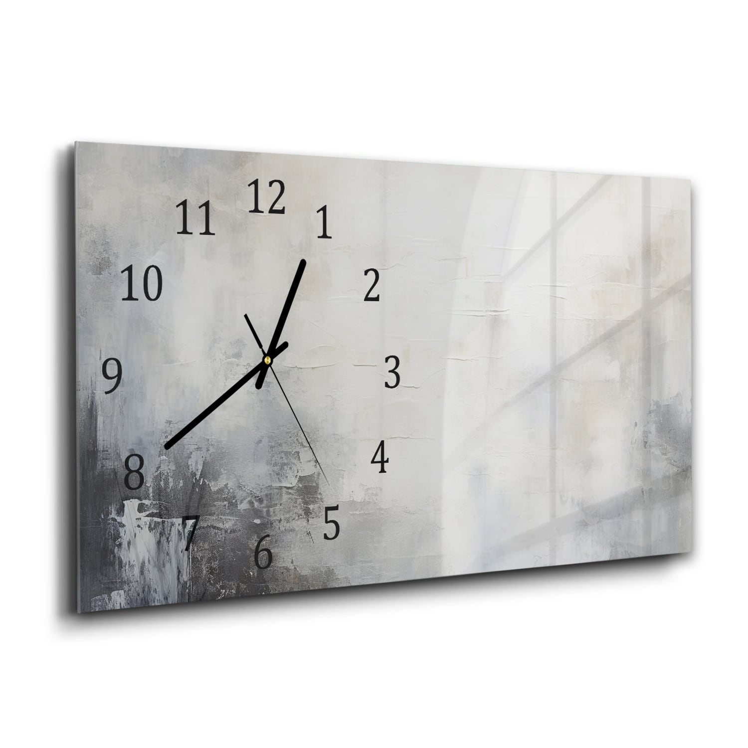 Wanduhr 60x30 - Abstraktes minimalistisches Ölgemälde