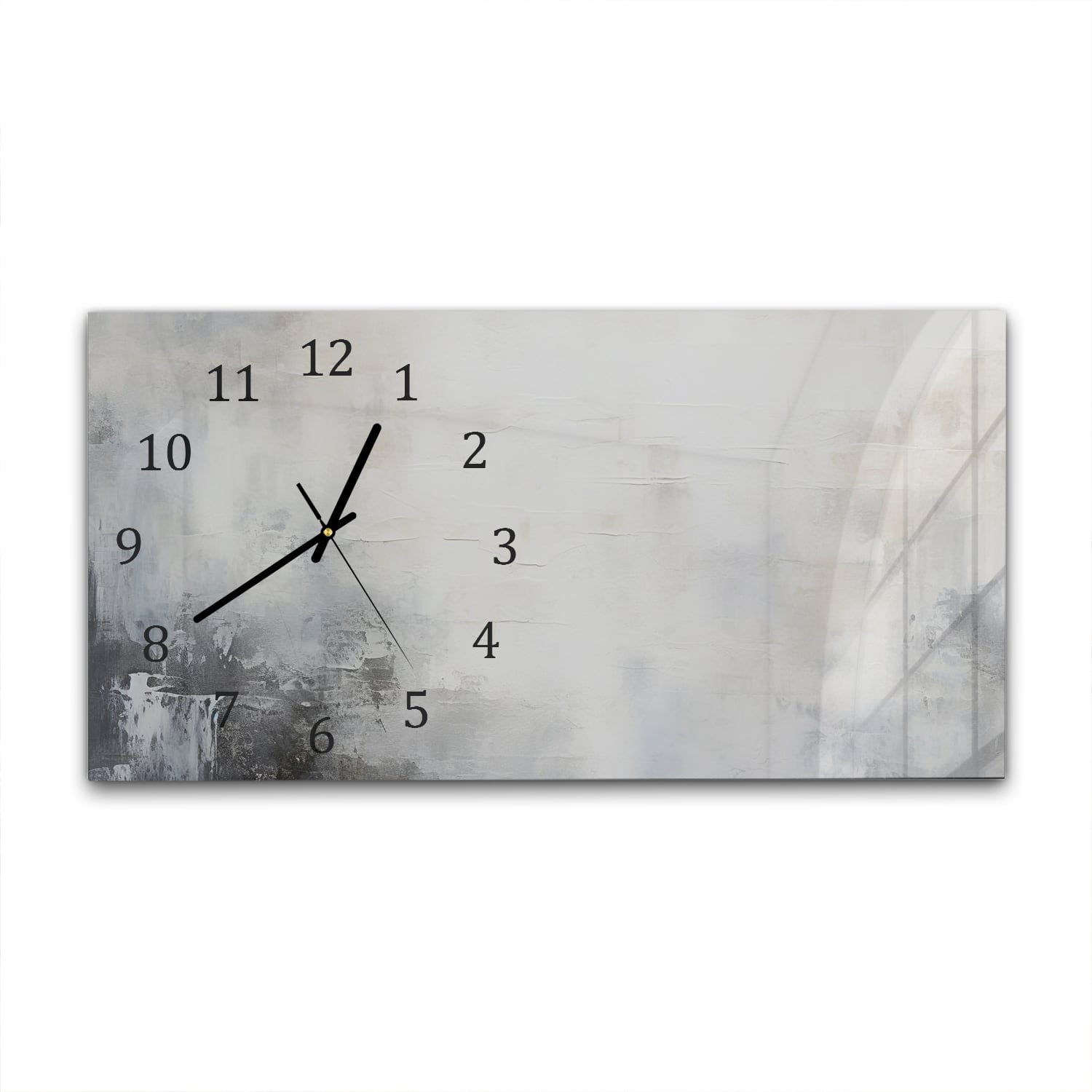 Wanduhr 60x30 - Abstraktes minimalistisches Ölgemälde