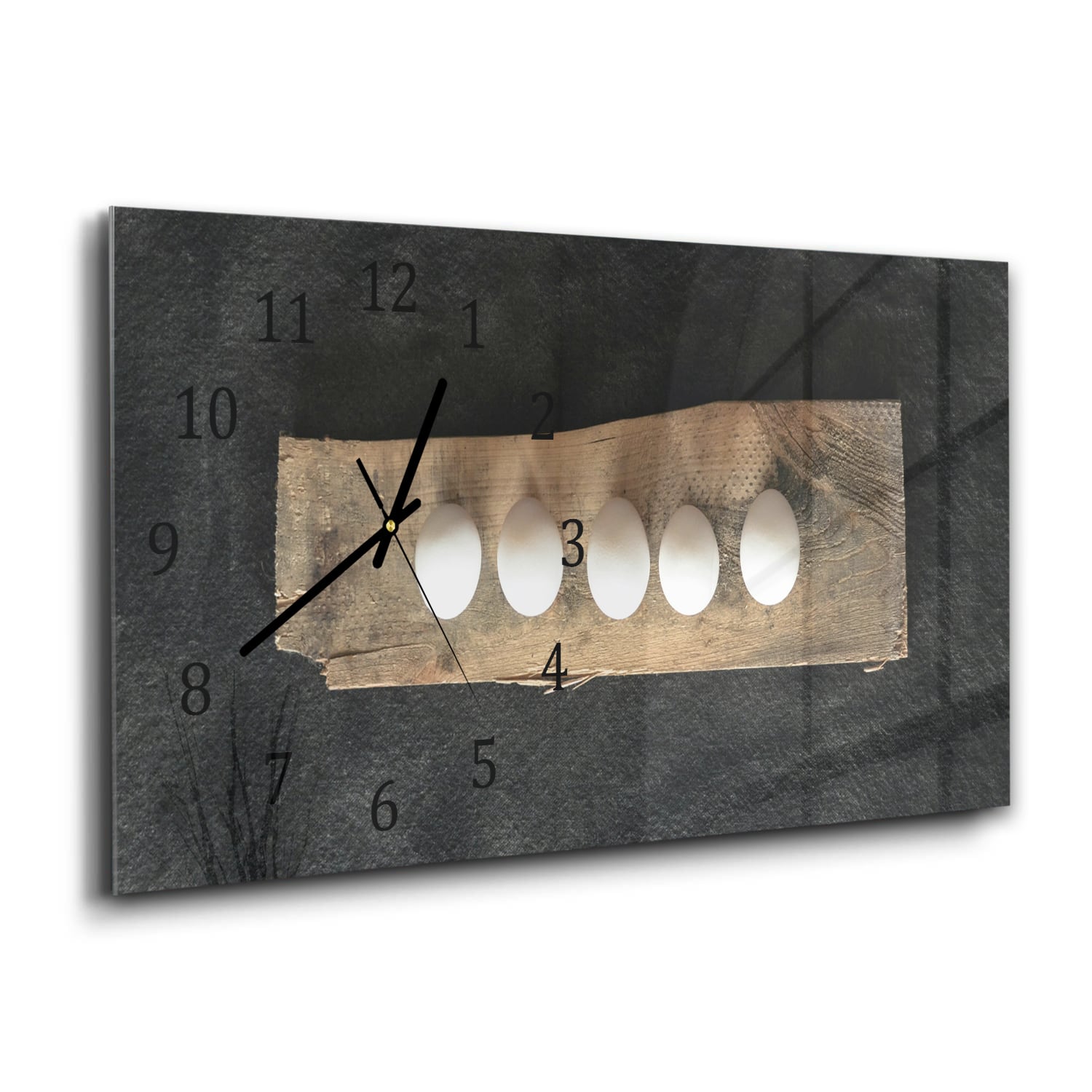 Wanduhr 60x30 - Eier auf dem Brett