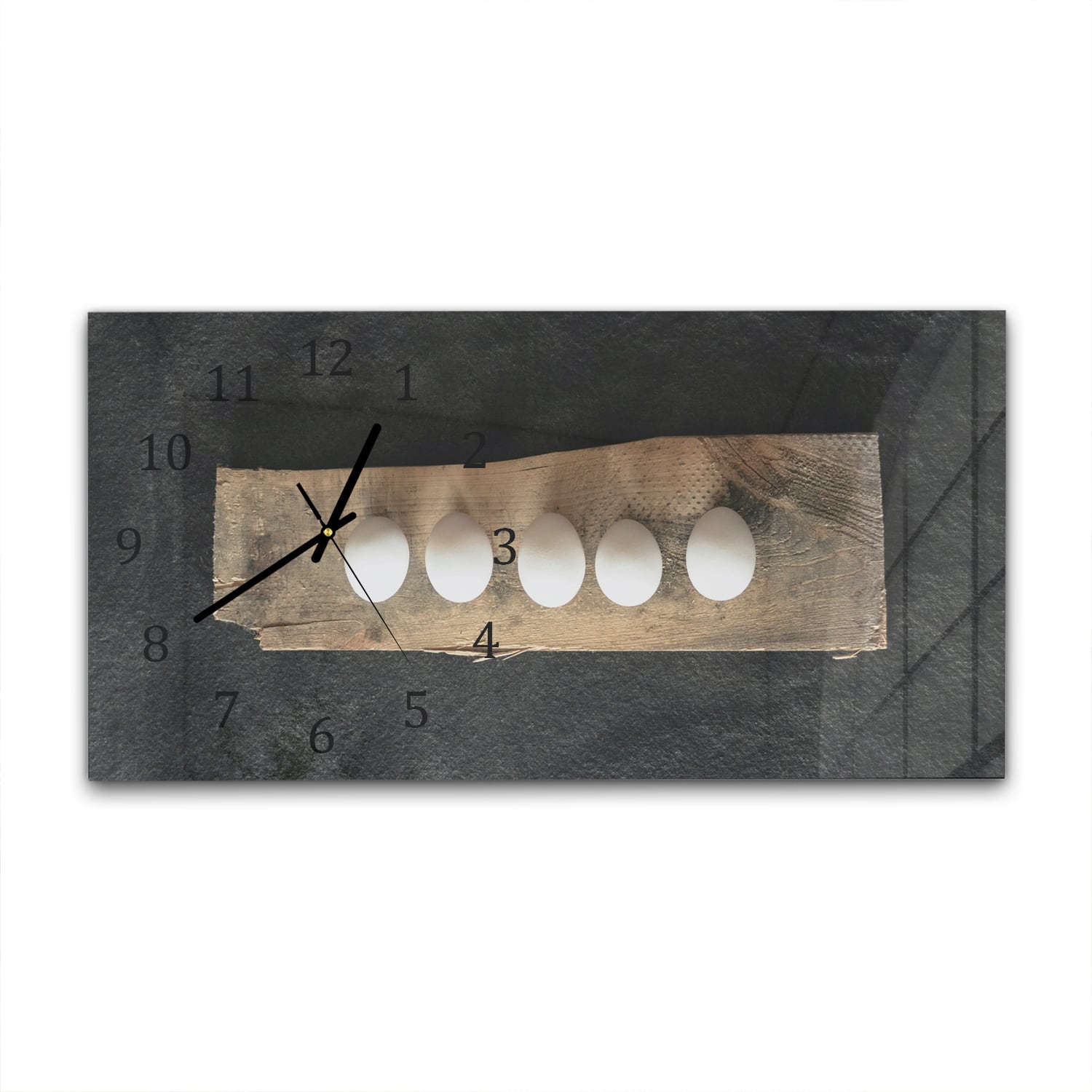 Wanduhr 60x30 - Eier auf dem Brett