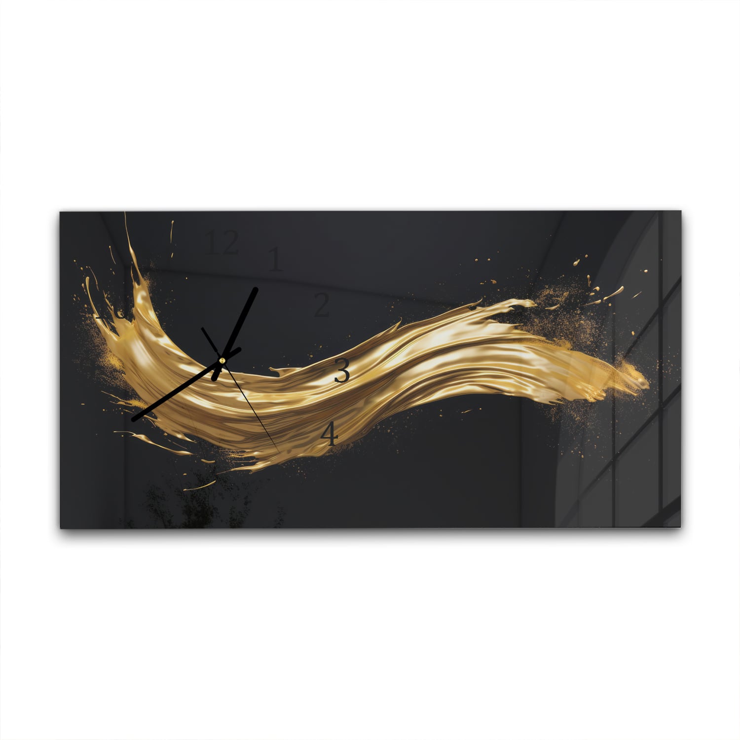 Wanduhr 60x30 - Goldener Pinselstrich