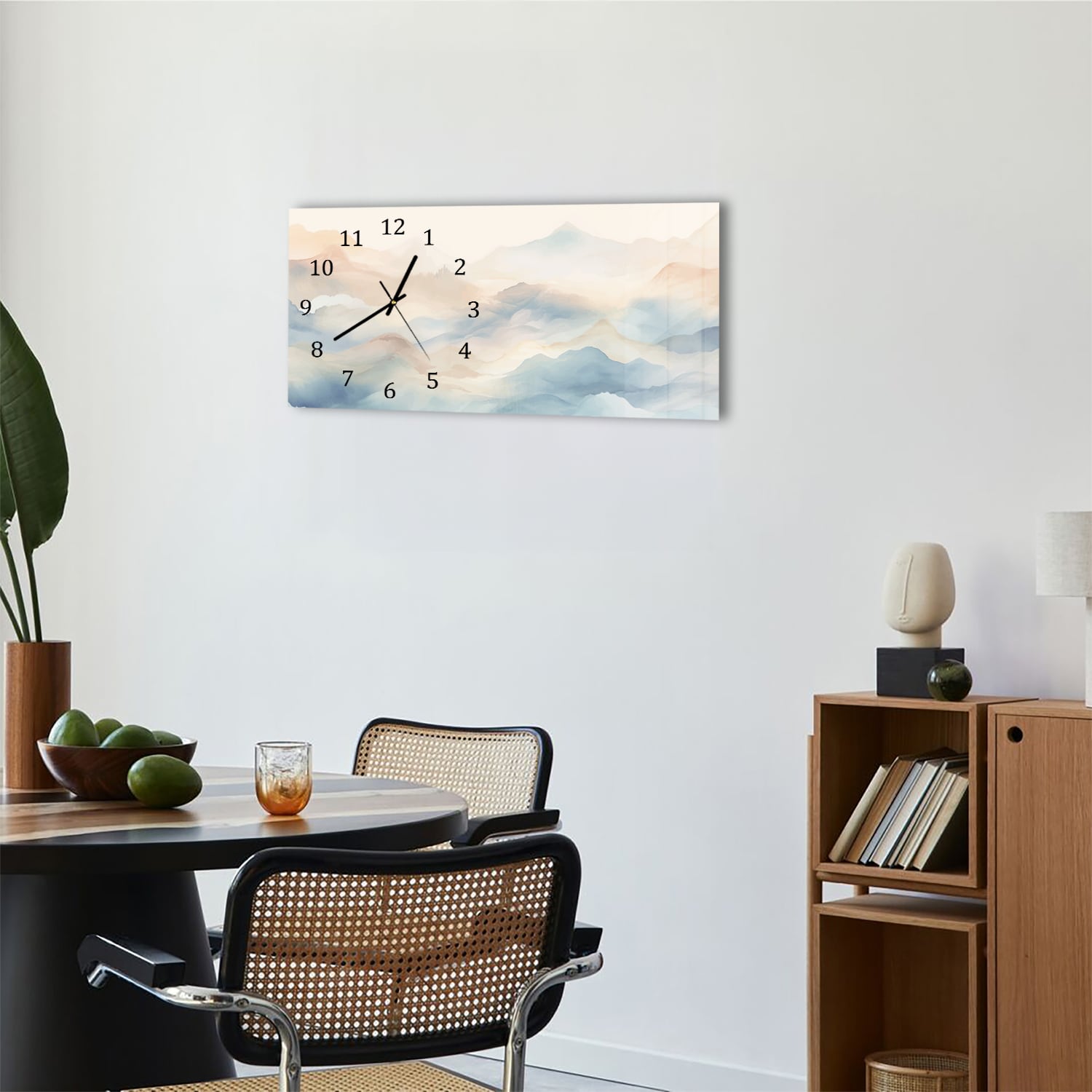 Wanduhr 60x30 - Aquarell-Landschaftsgemälde