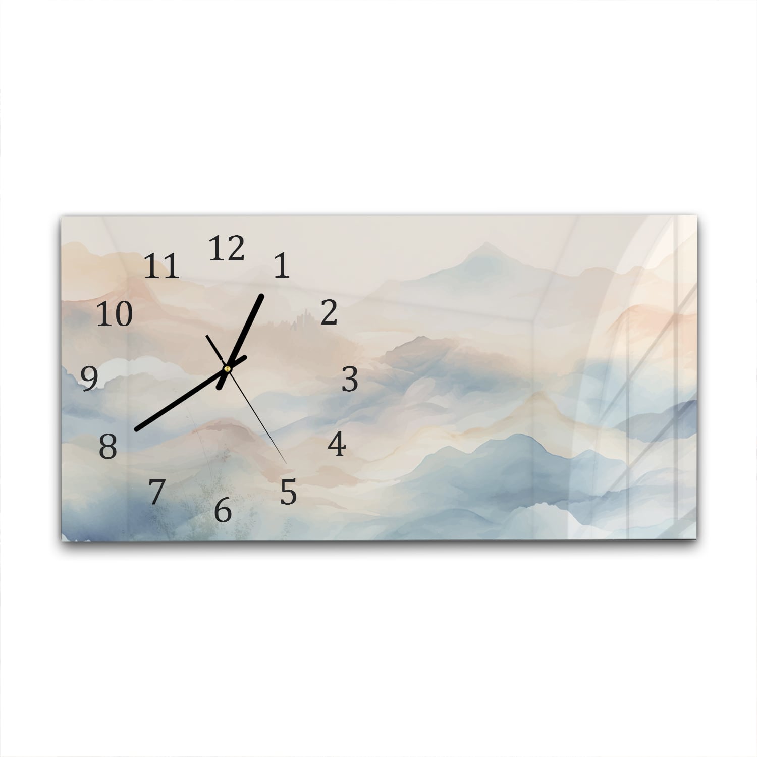 Wanduhr 60x30 - Aquarell-Landschaftsgemälde