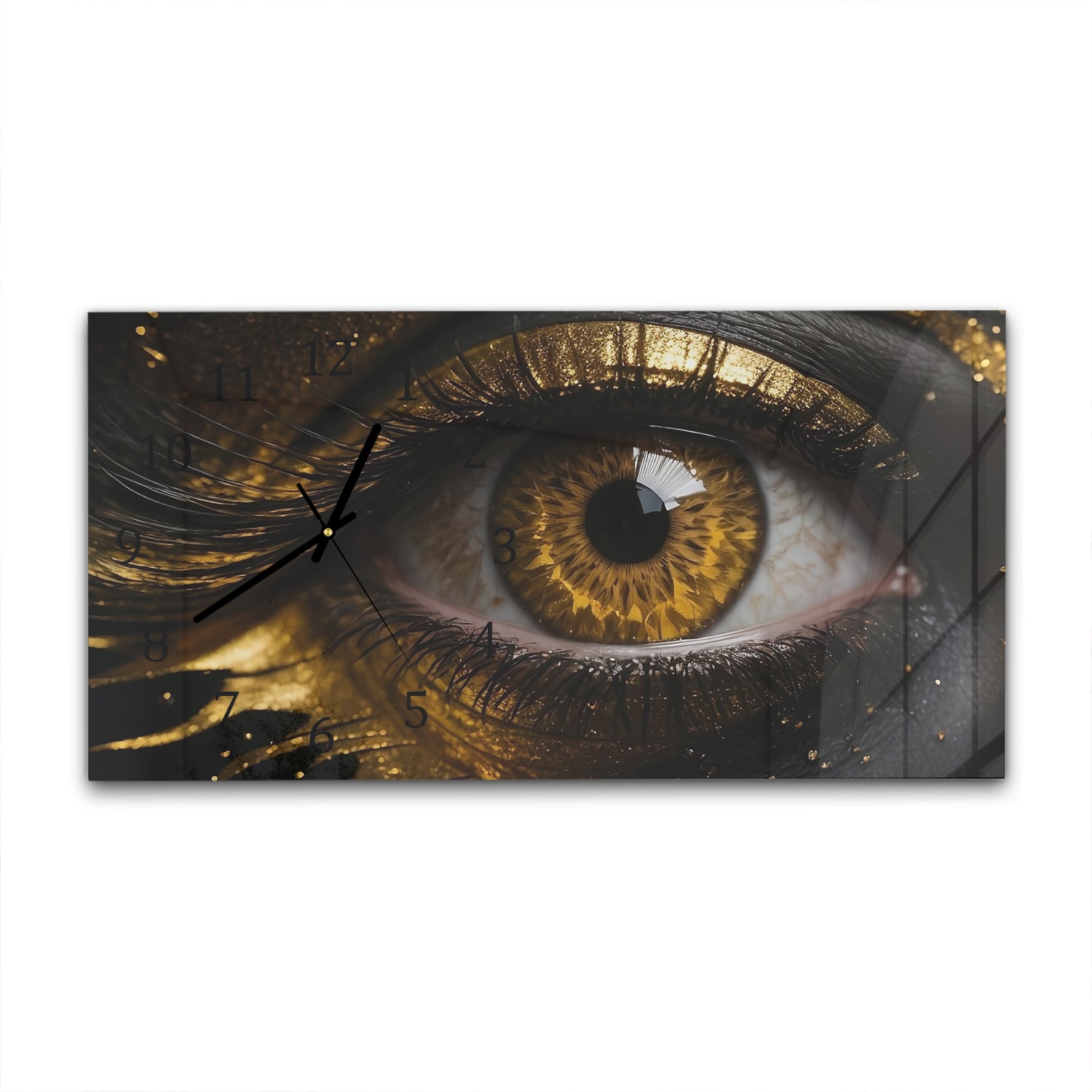 Wanduhr 60x30 - Schwarz und goldenes Auge