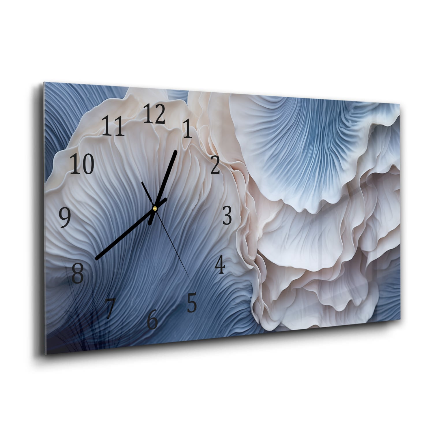 Wanduhr 60x30 - Blaue Pilz-Textur