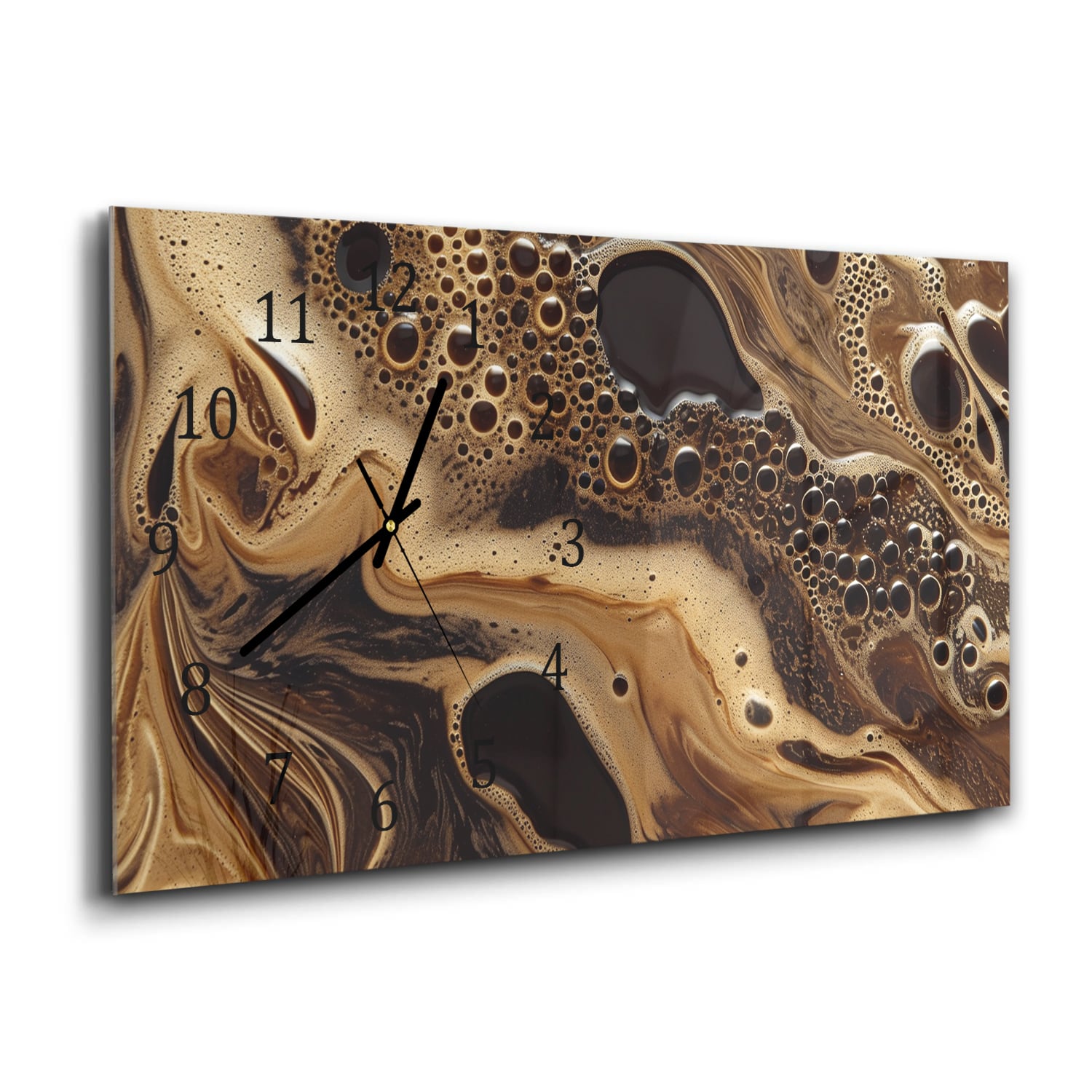 Wanduhr 60x30 - Flüssige Kaffee-Textur