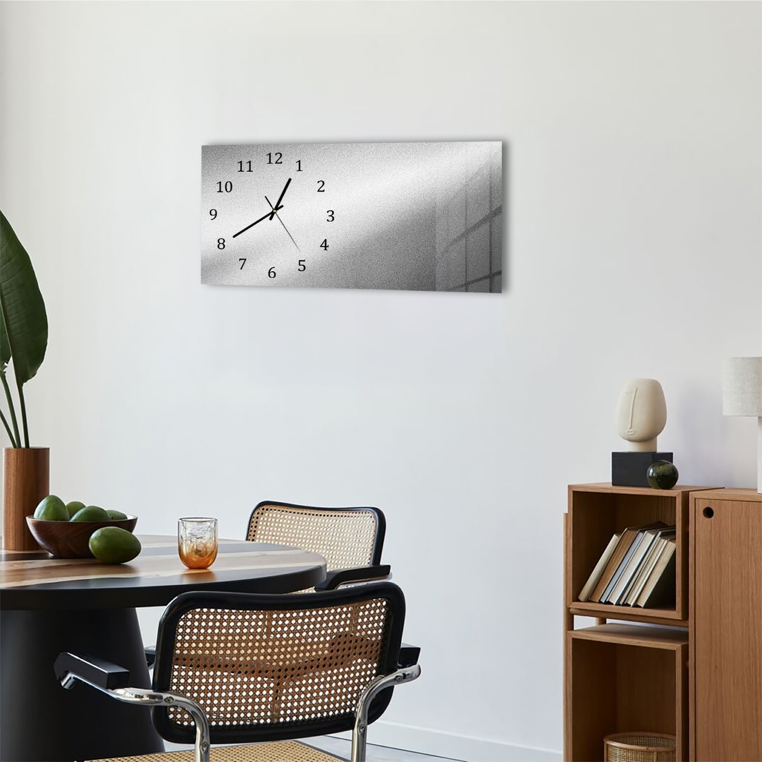 Wanduhr 60x30 - Silberne matte Textur