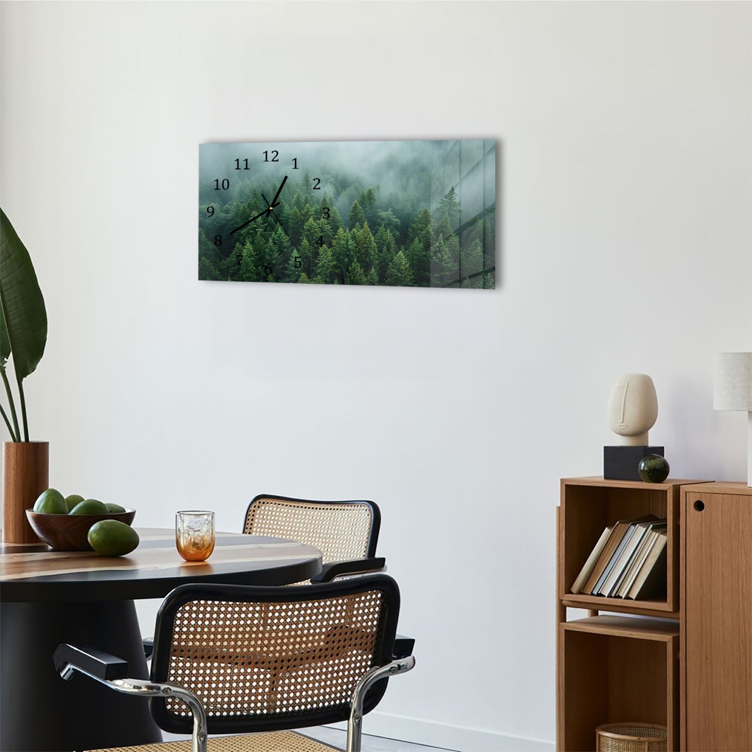 Wanduhr 60x30 - Dichter grüner Wald