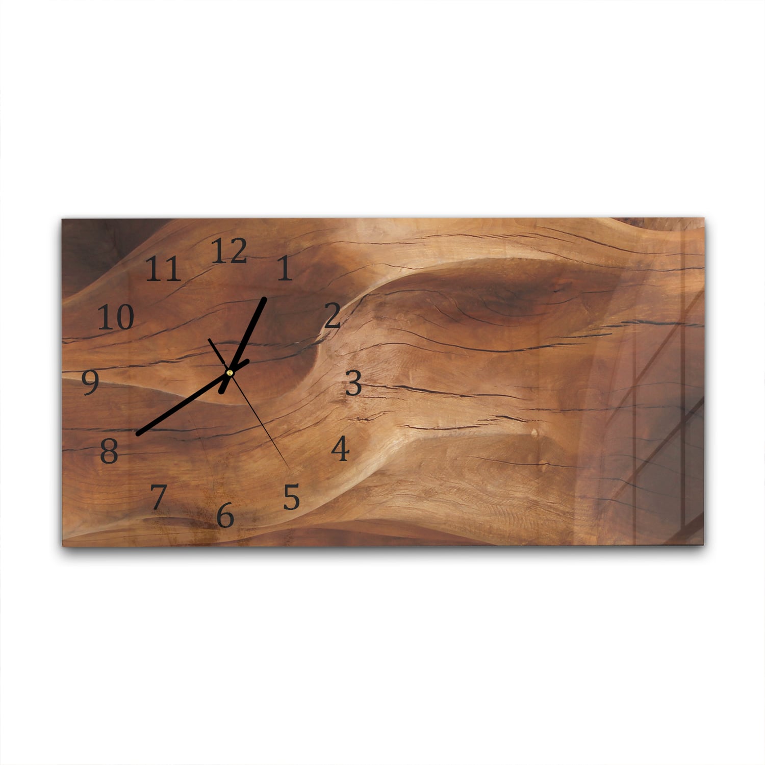 Wanduhr 60x30 - Wellenförmiges Holz
