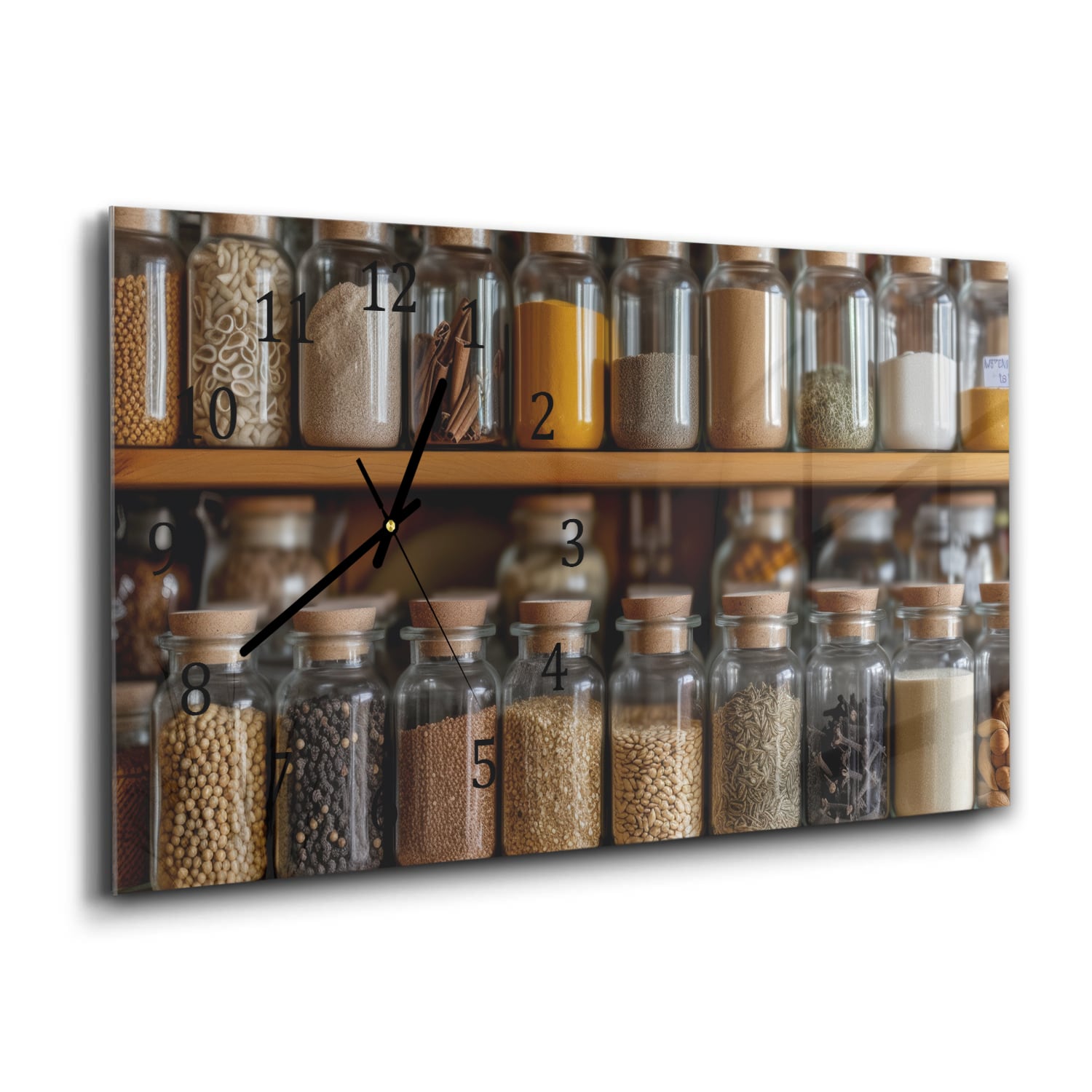 Wanduhr 60x30 - Kräuter & Gewürze in Gläsern