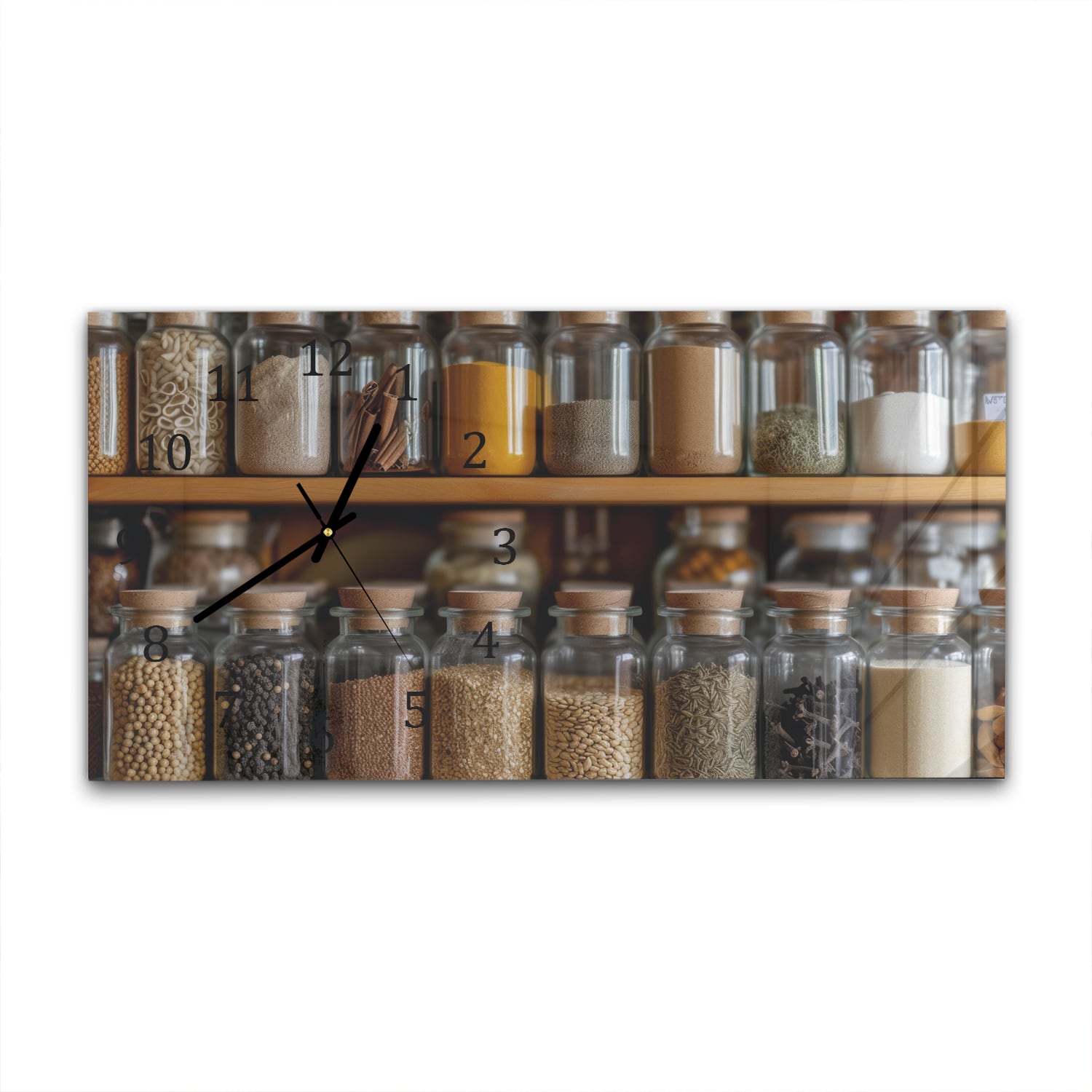 Wanduhr 60x30 - Kräuter & Gewürze in Gläsern