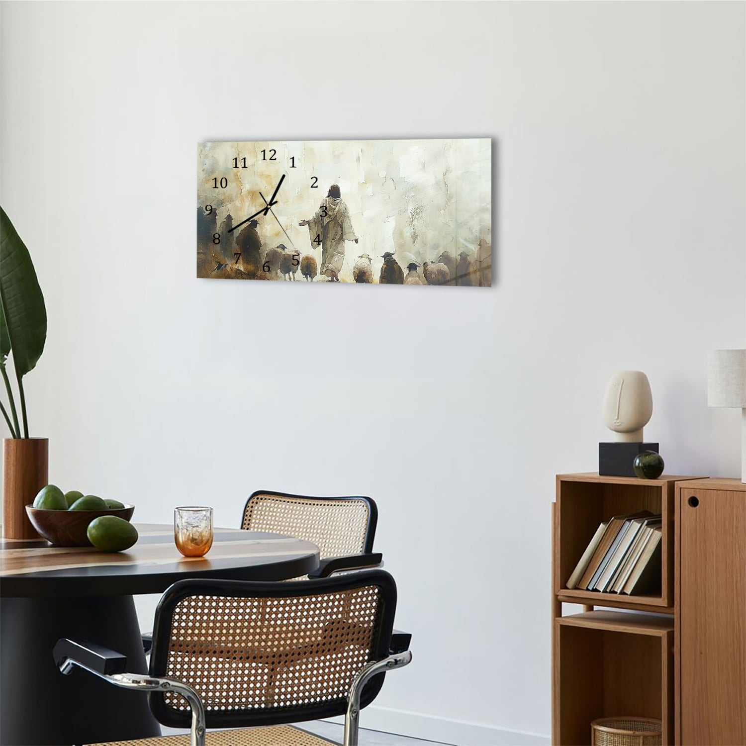 Wanduhr 60x30 - Aquarell-Gemälde Jesus