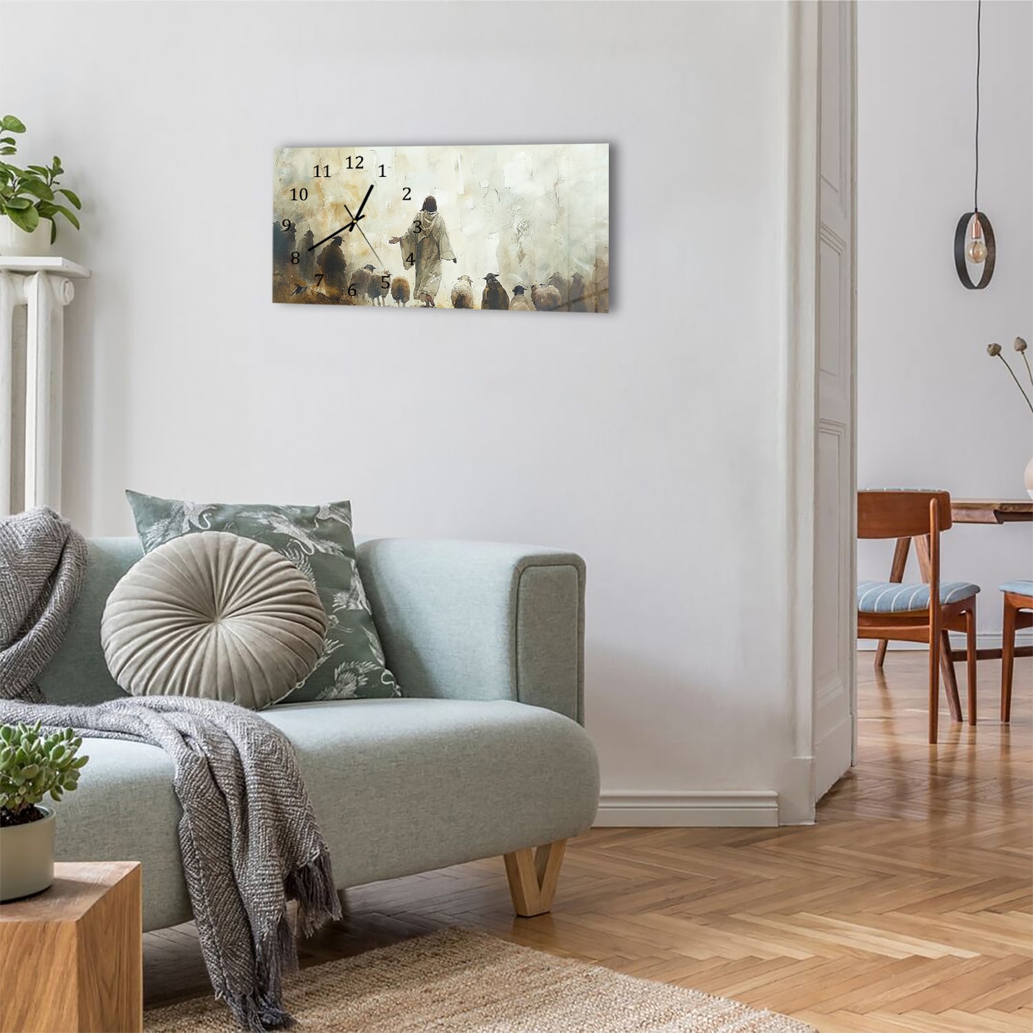 Wanduhr 60x30 - Aquarell-Gemälde Jesus