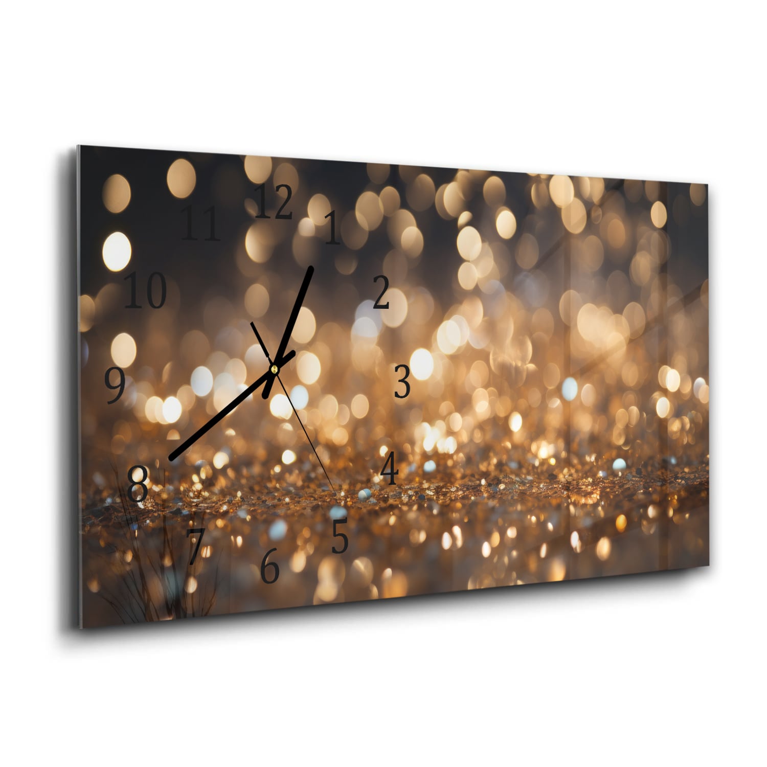 Wanduhr 60x30 - Goldene Glitzer