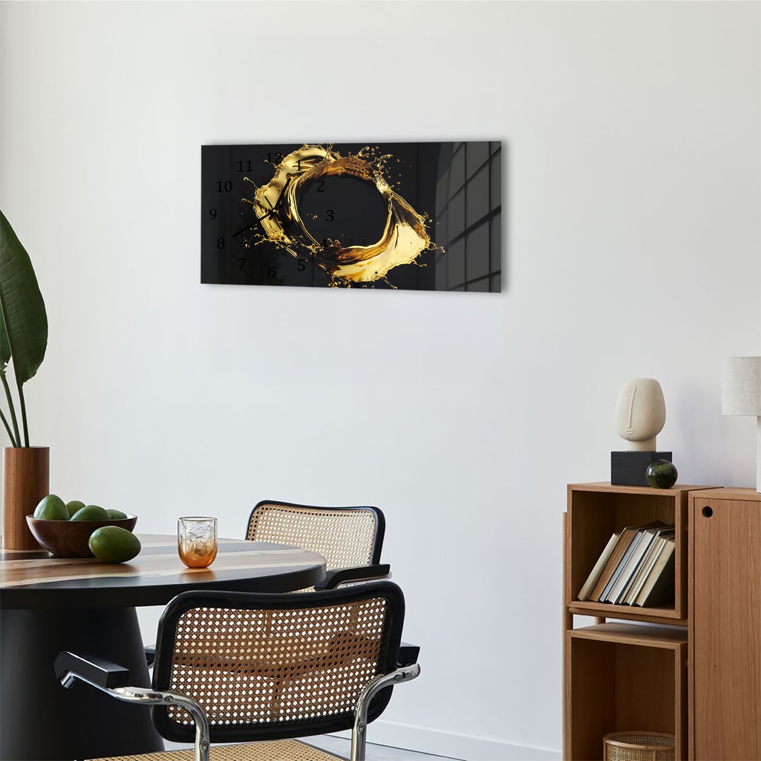 Wanduhr 60x30 - Goldener Kreis