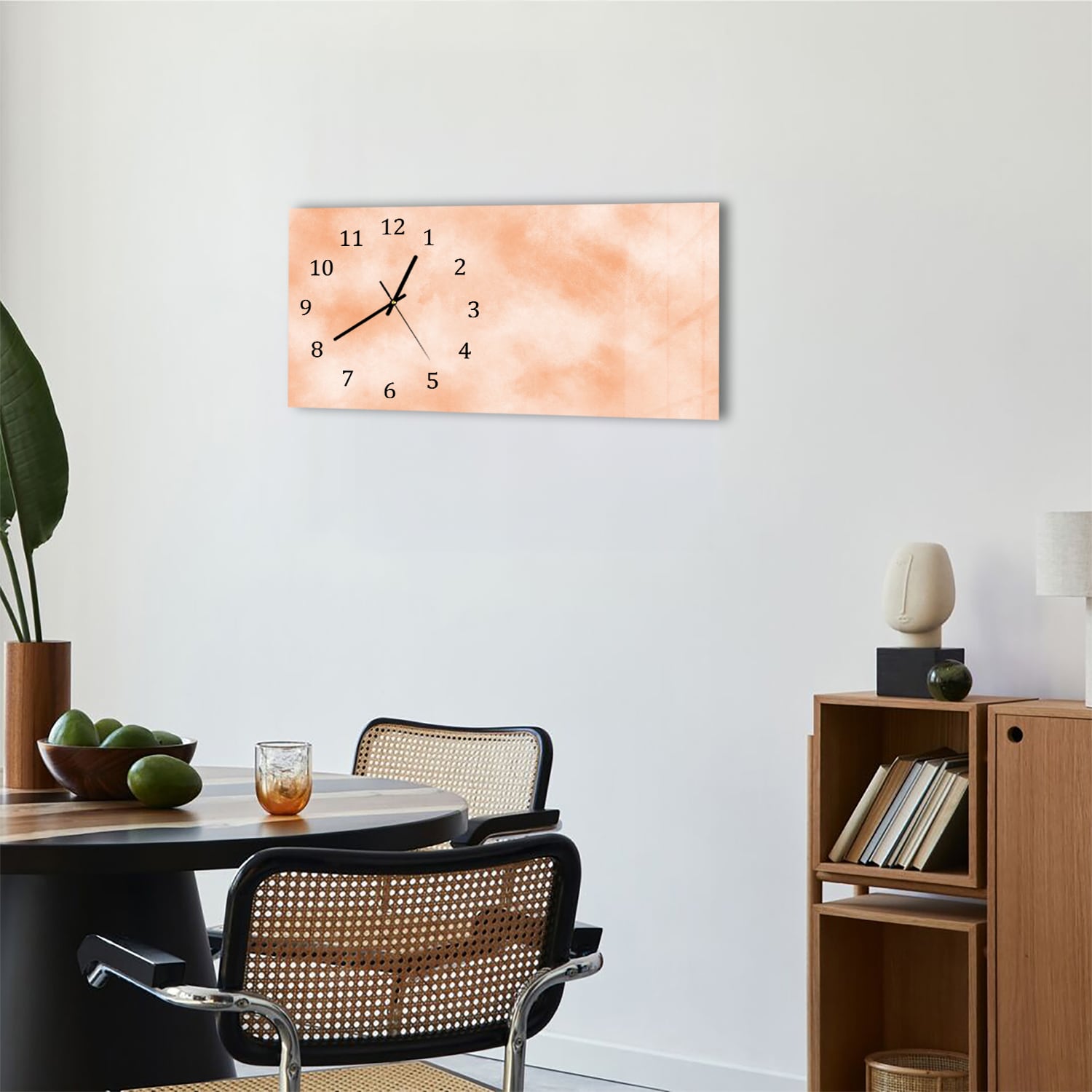 Wanduhr 60x30 - Abstrakte Aquarell-Textur