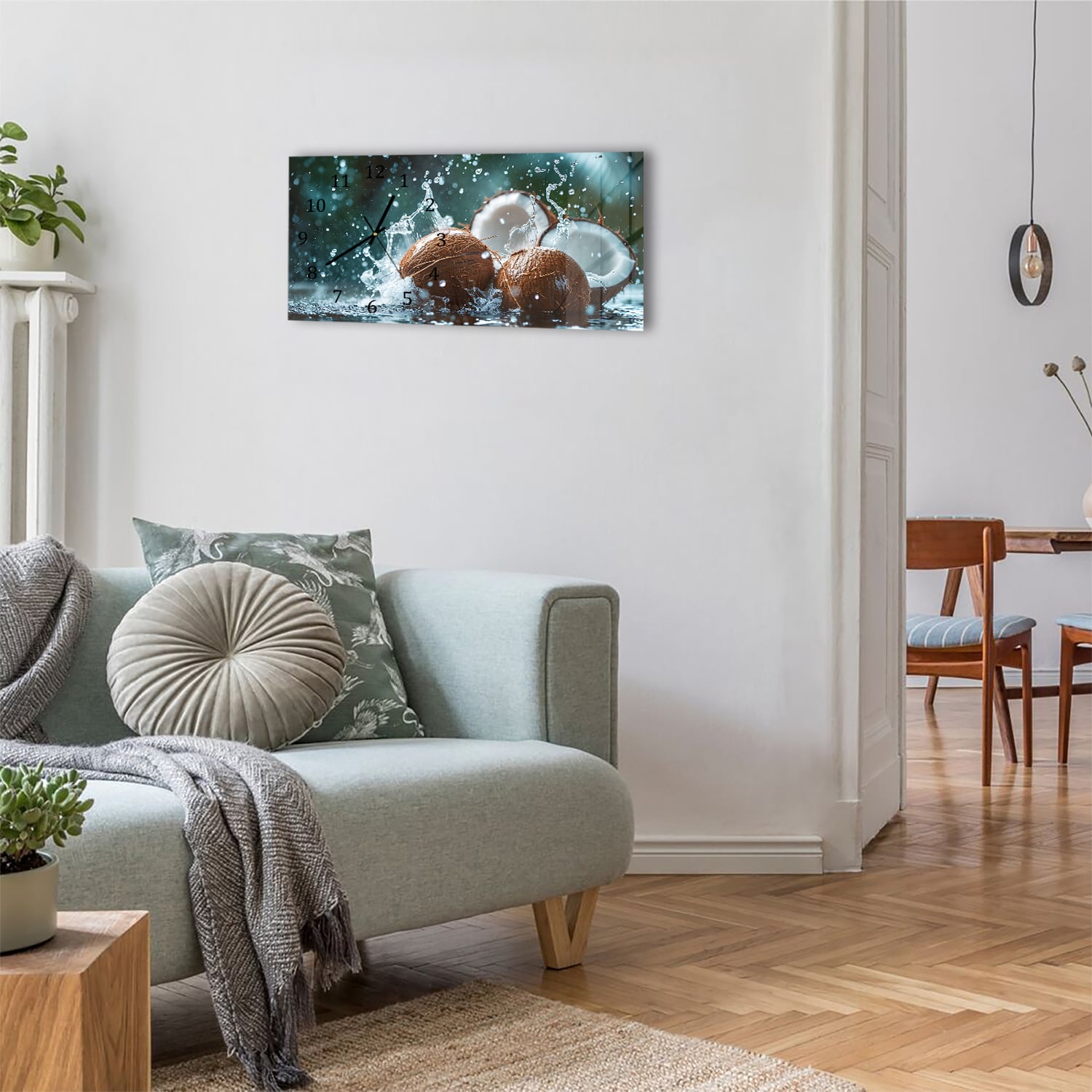 Wanduhr 60x30 - Kokos-Splash
