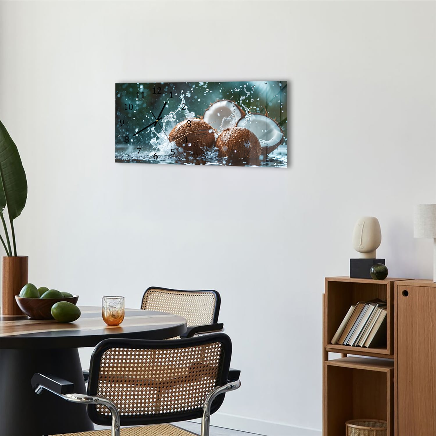 Wanduhr 60x30 - Kokos-Splash