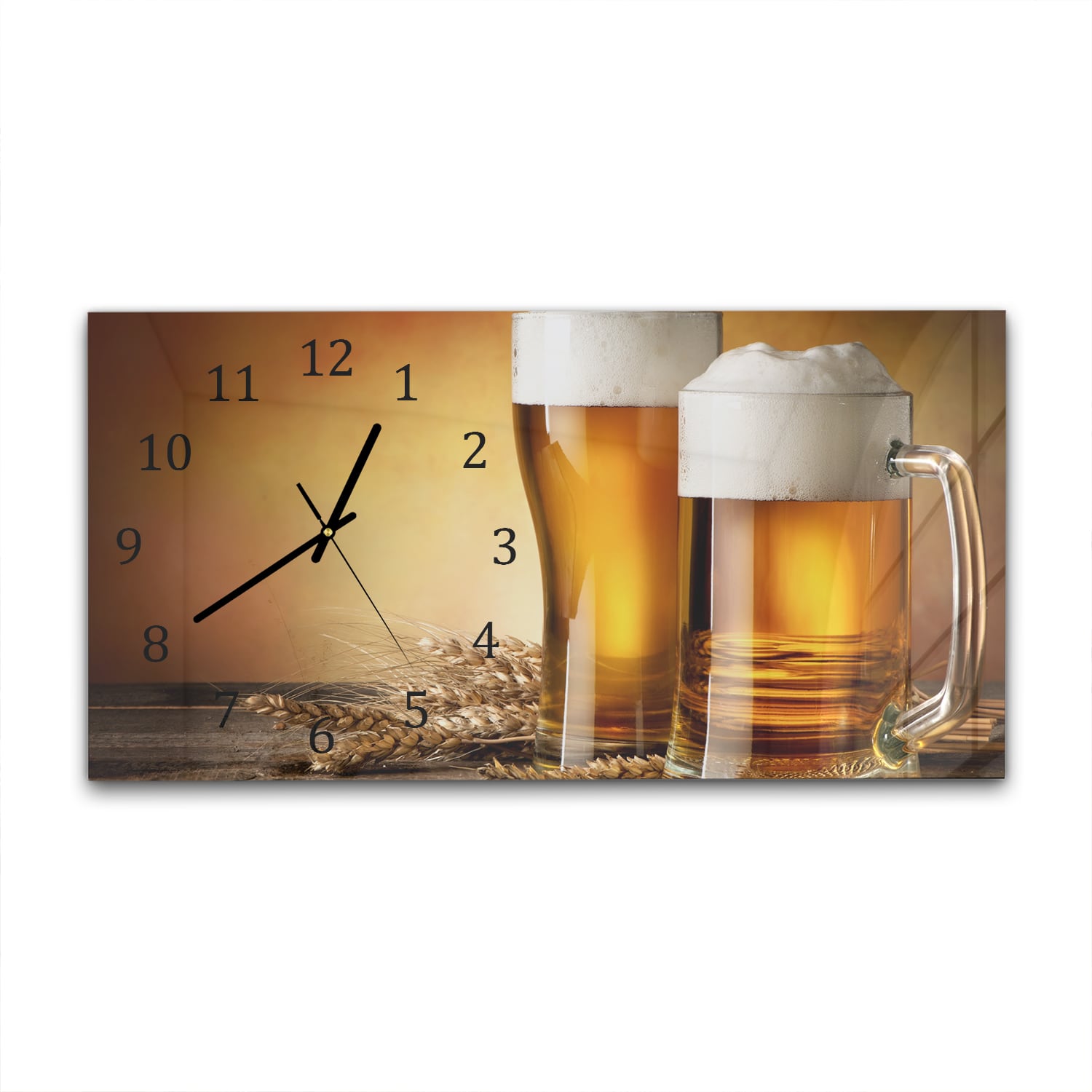 Wanduhr 60x30 - Bier und Gerste