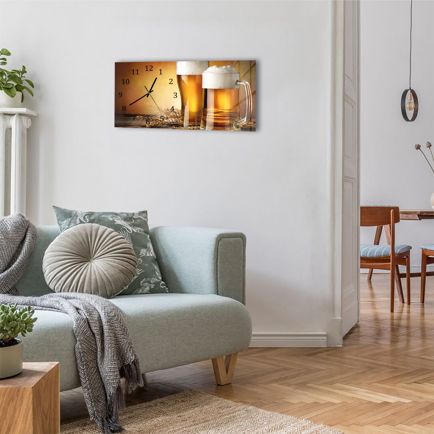 Wanduhr 60x30 - Bier und Gerste