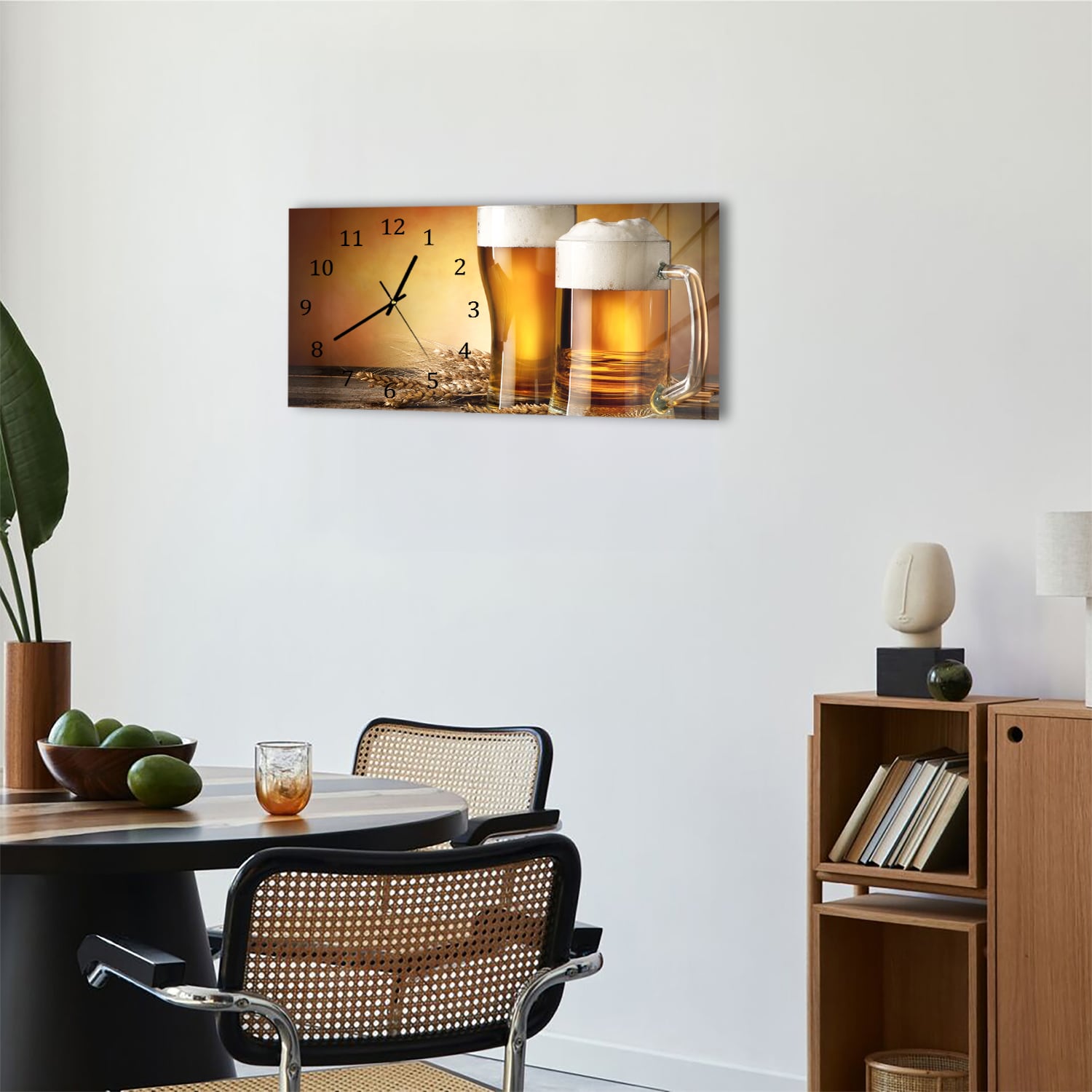 Wanduhr 60x30 - Bier und Gerste