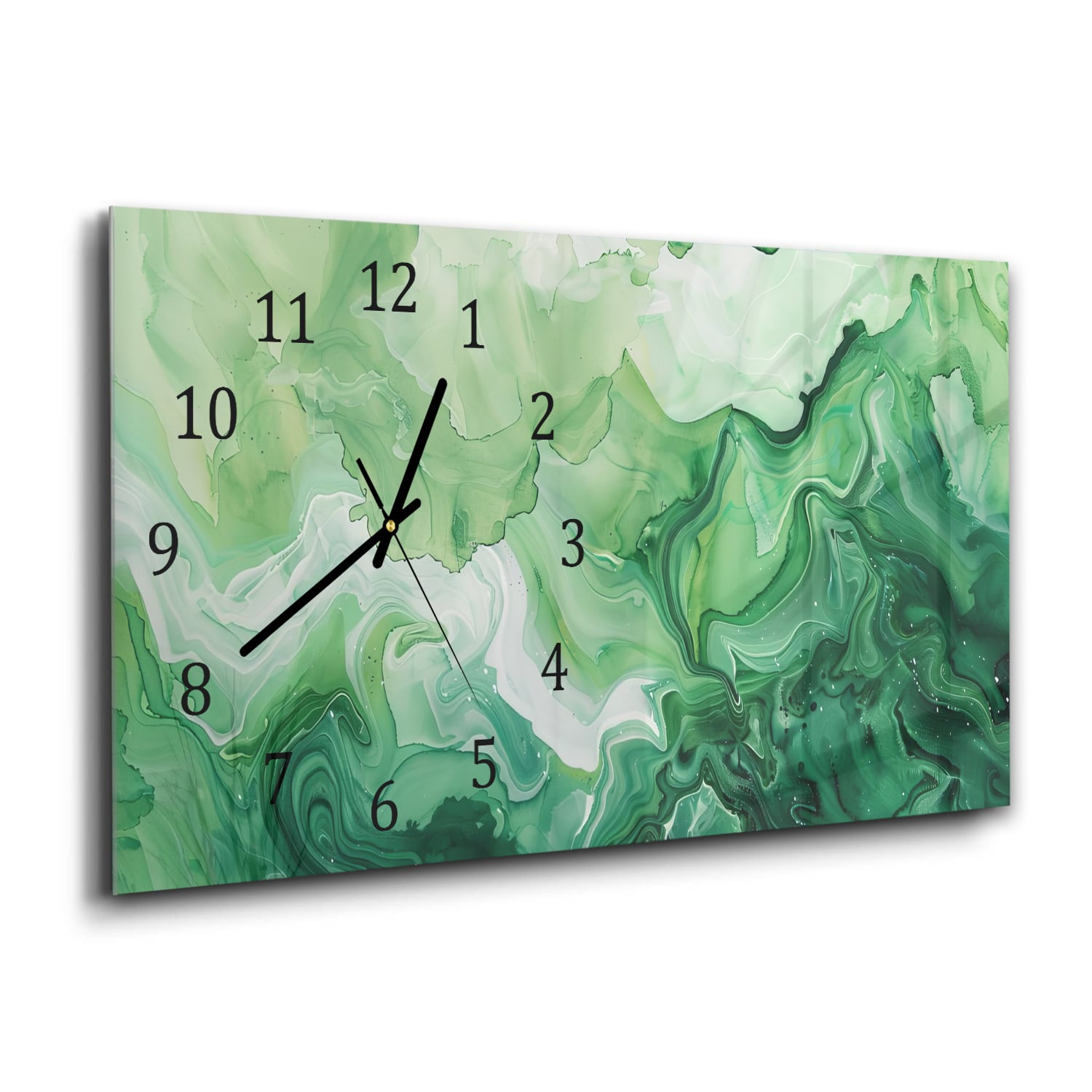 Wanduhr 60x30 - Grüne Aquarell-Textur