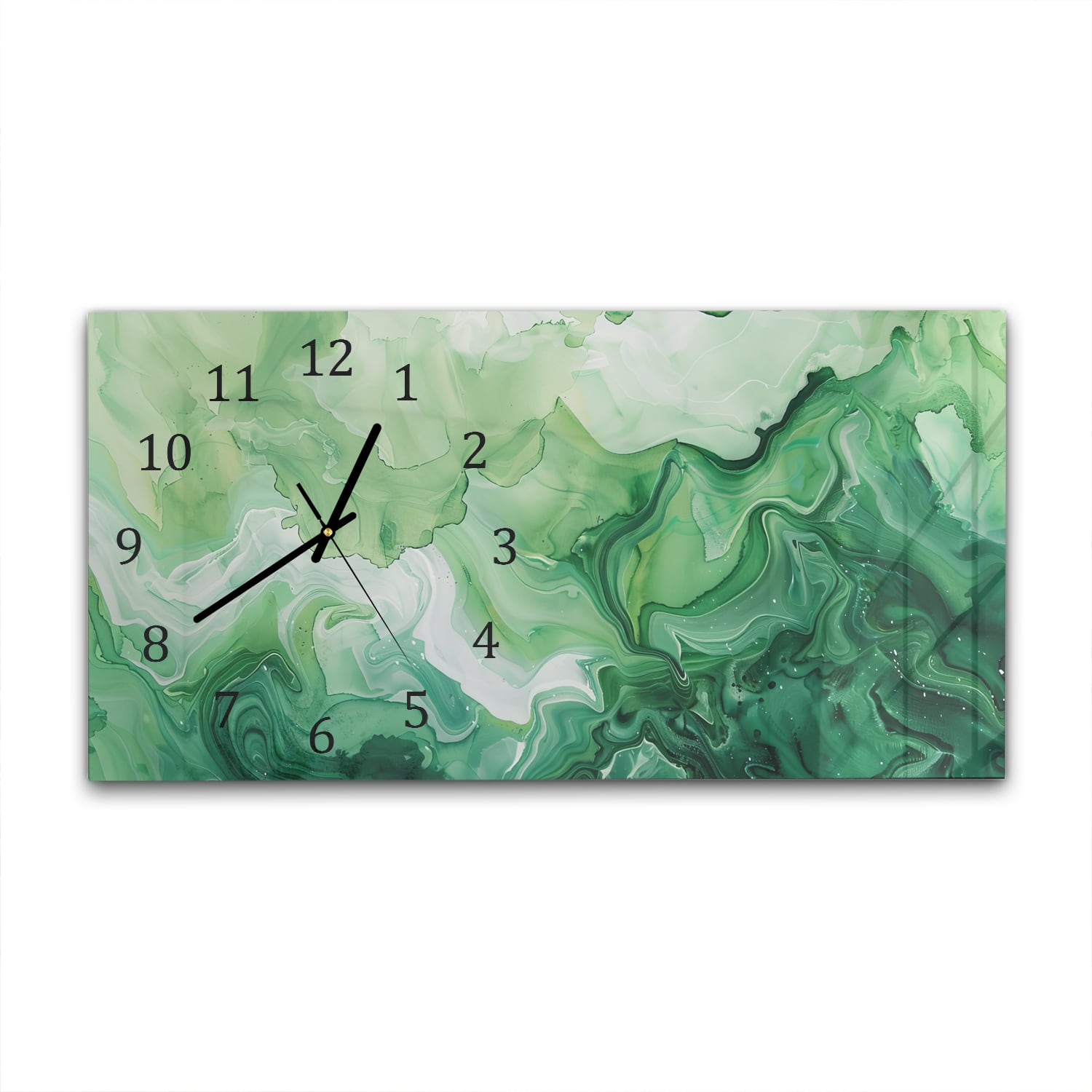 Wanduhr 60x30 - Grüne Aquarell-Textur