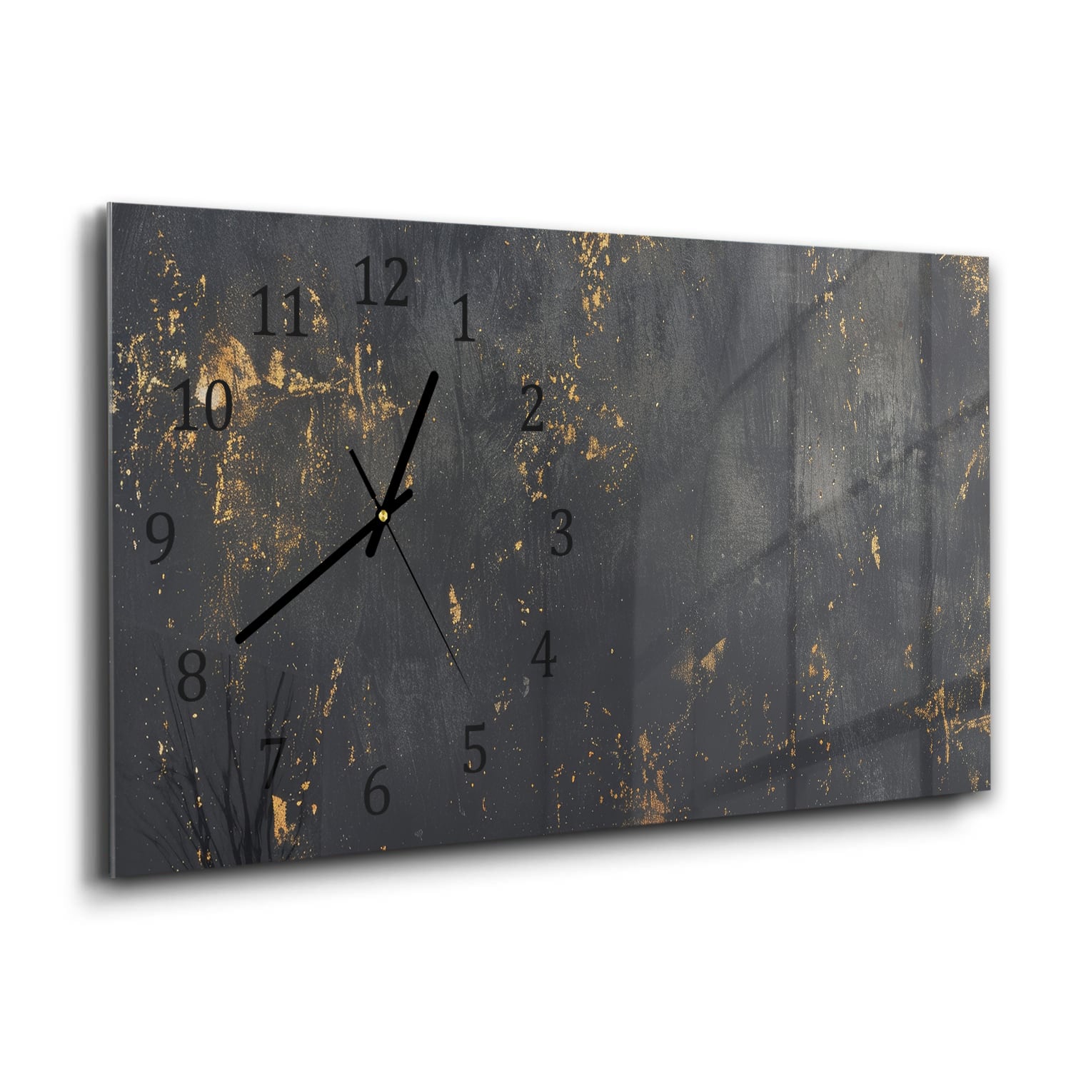 Wanduhr 60x30 - Goldstaub auf rauer Textur