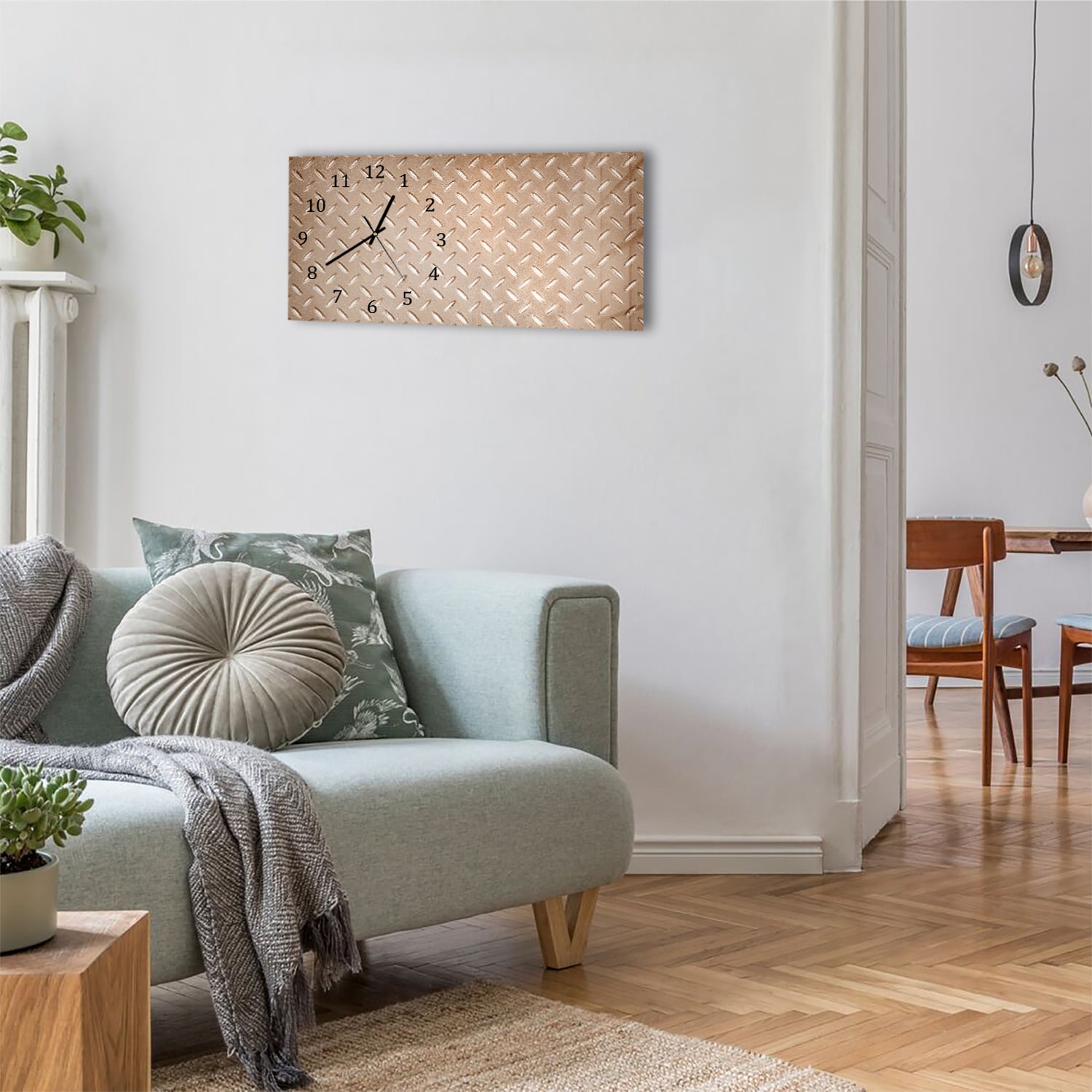 Wanduhr 60x30 - Rostige Riffelblech