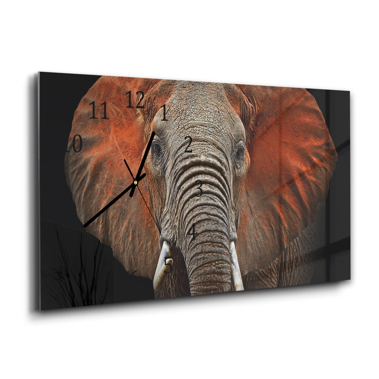 Wanduhr 60x30 - Elefanten in Tsavo