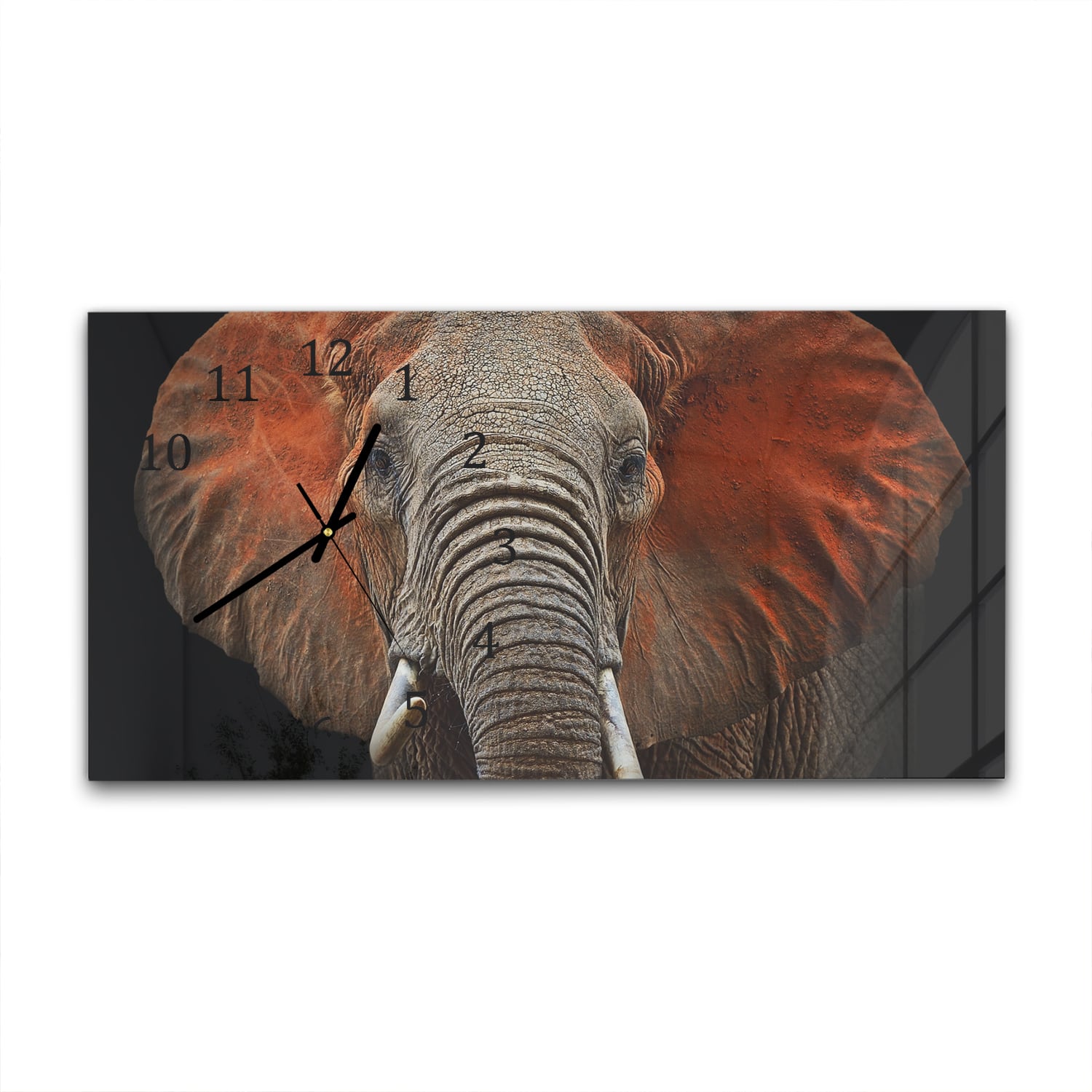 Wanduhr 60x30 - Elefanten in Tsavo