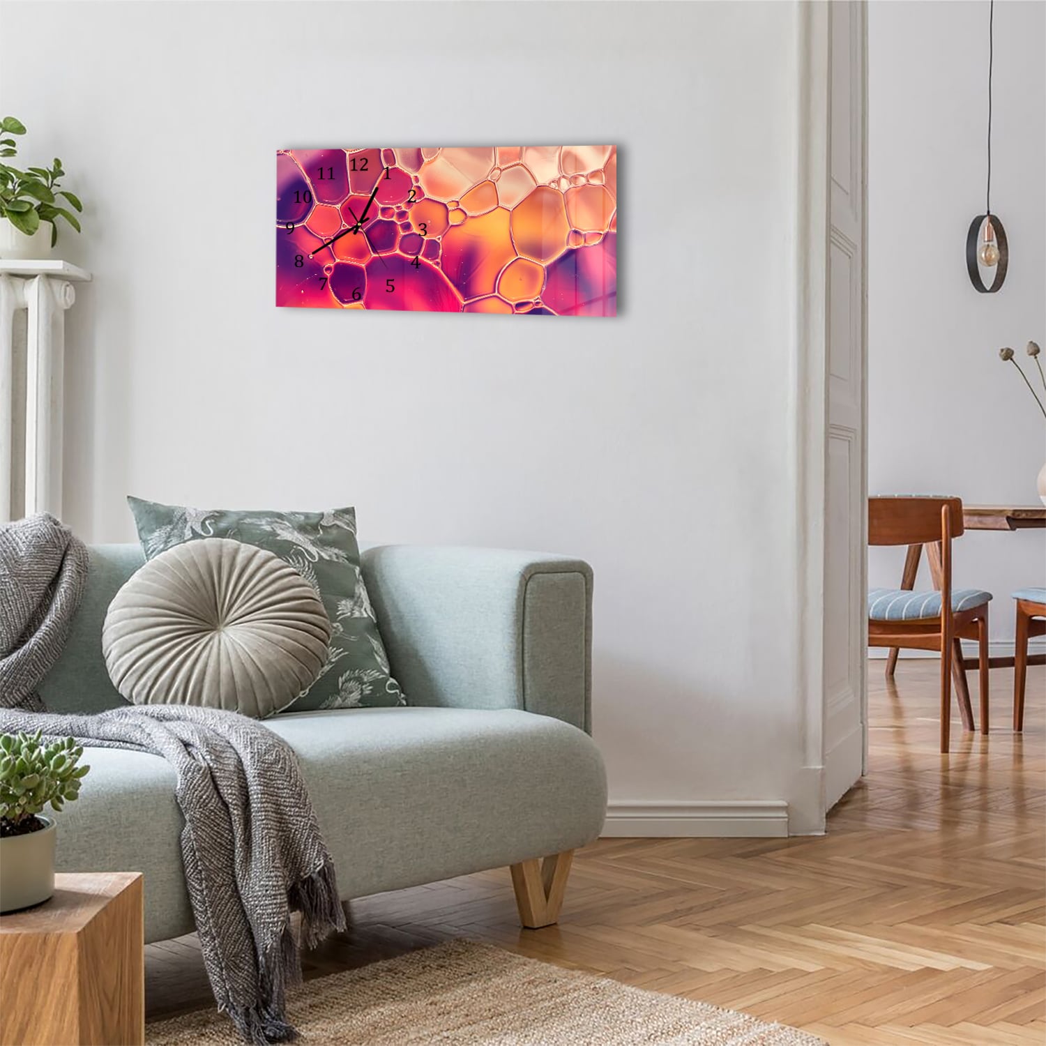 Wanduhr 60x30 - Abstrakte Wassertropfen