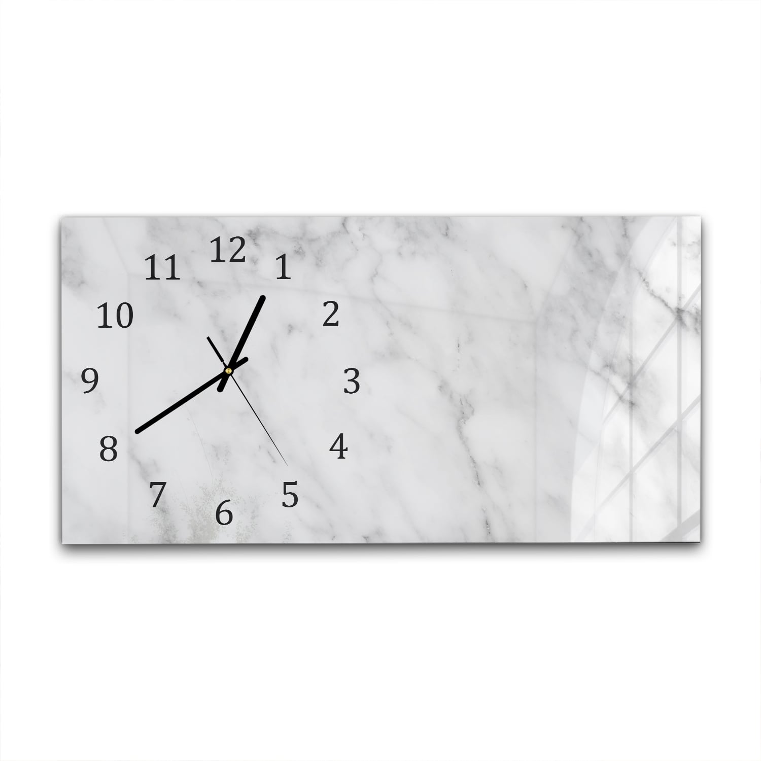 Wanduhr 60x30 - Weißer Marmor mit schwarzen Adern