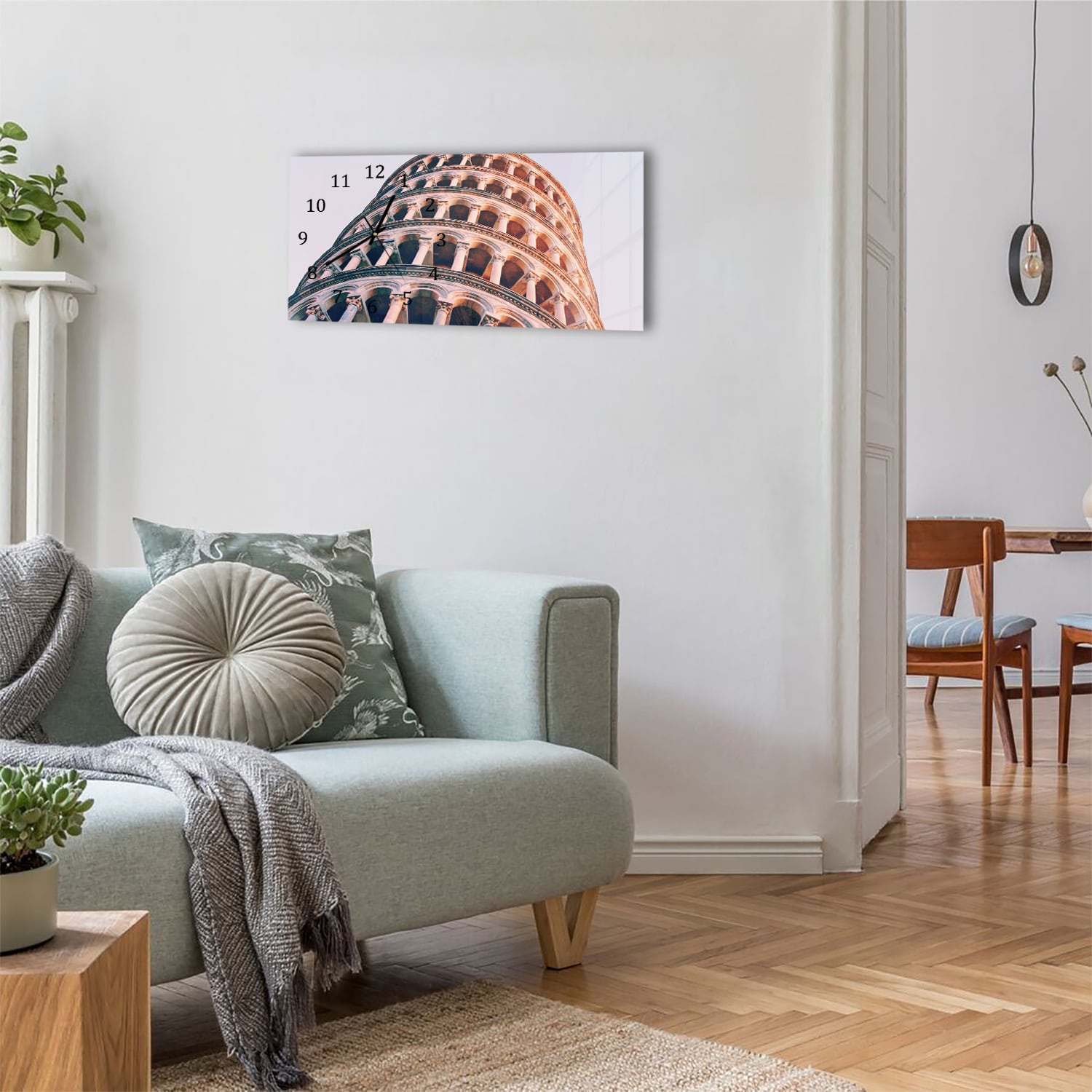 Wanduhr 60x30 - Der Schiefe Turm von Pisa