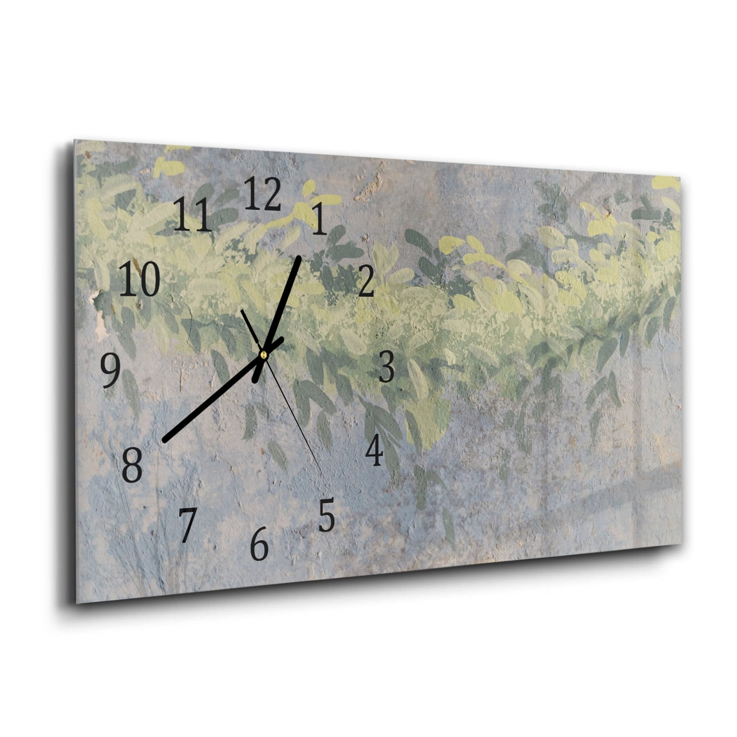 Wanduhr 60x30 - Aquarell-Gemälde Blätter