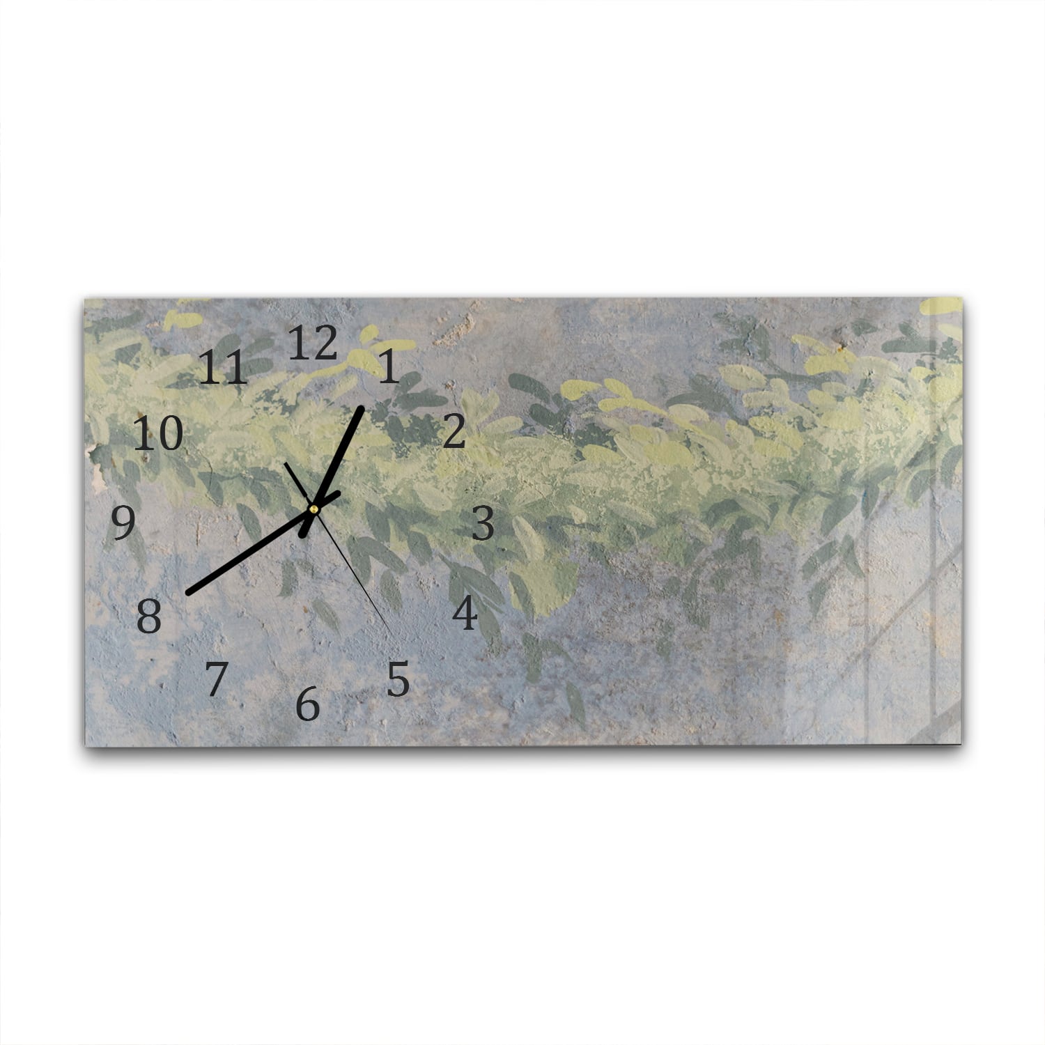 Wanduhr 60x30 - Aquarell-Gemälde Blätter