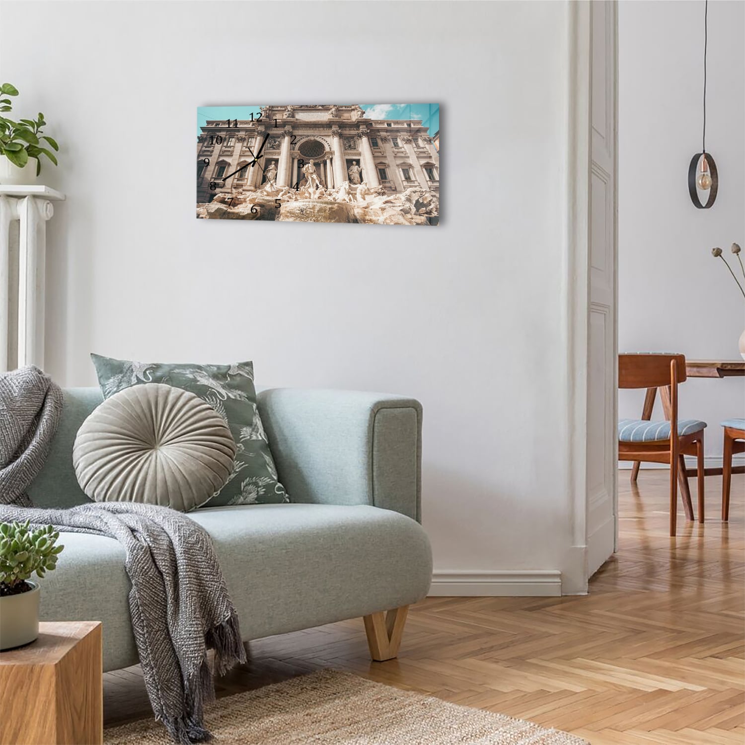 Wanduhr 60x30 - Trevi-Brunnen im Detail