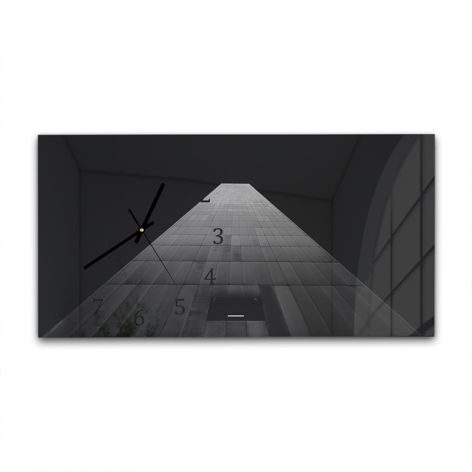 Wanduhr 60x30 - Schwarz-weiß Gebäude