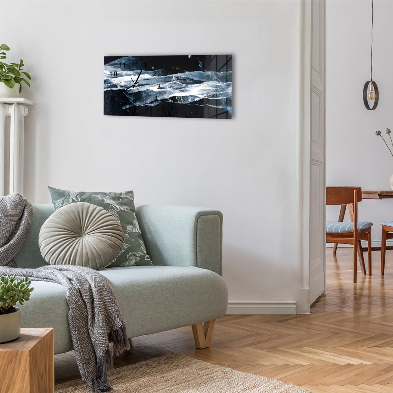 Wanduhr 60x30 - Gebrochenes Eis