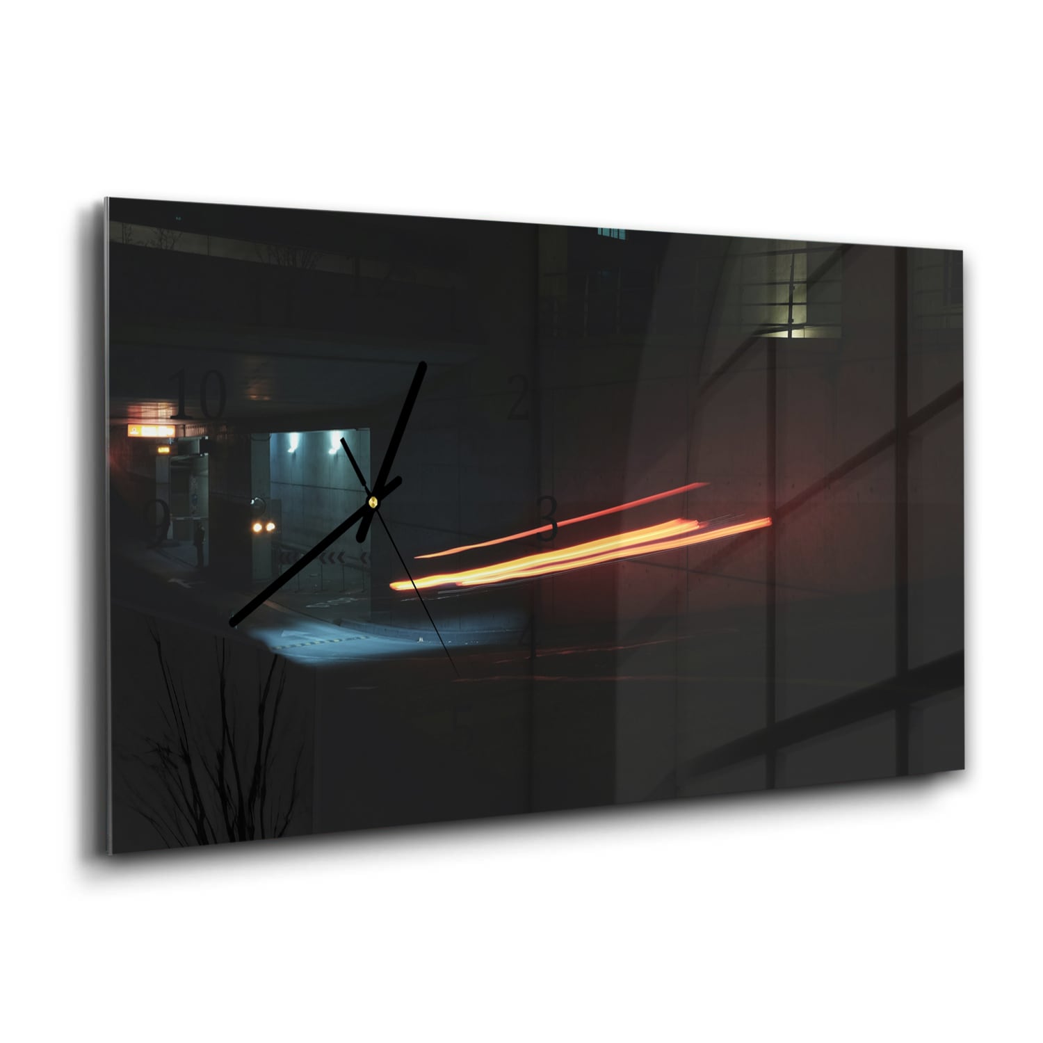 Wanduhr 60x30 - Lichtspuren im Dunkeln