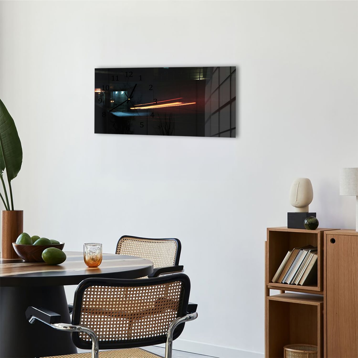 Wanduhr 60x30 - Lichtspuren im Dunkeln