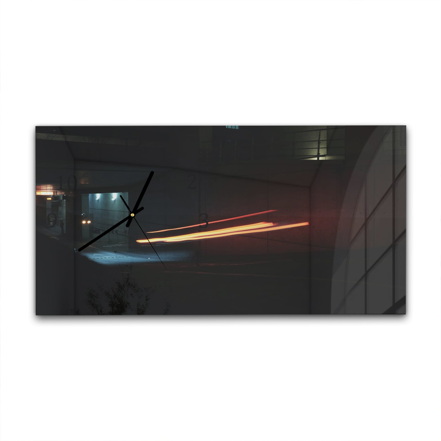 Wanduhr 60x30 - Lichtspuren im Dunkeln