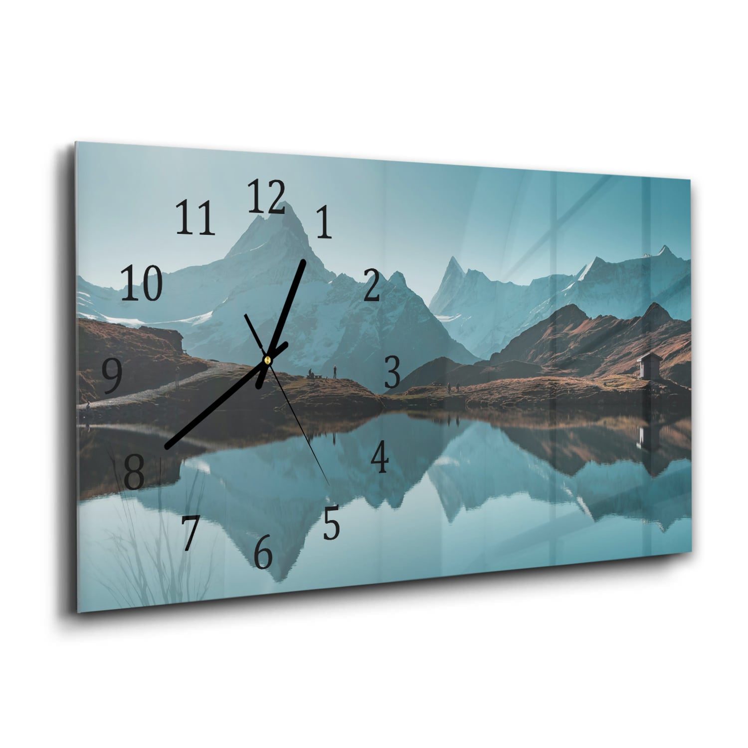 Wanduhr 60x30 - Ruhiger Bergsee