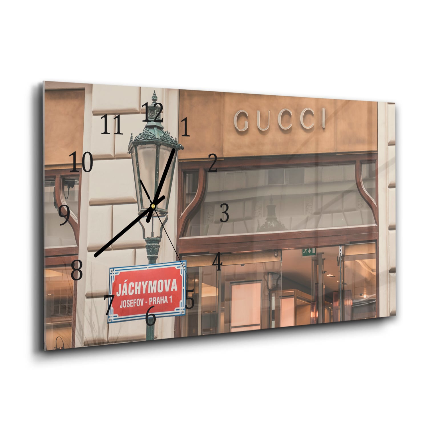 Wanduhr 60x30 - Gucci-Geschäft Front