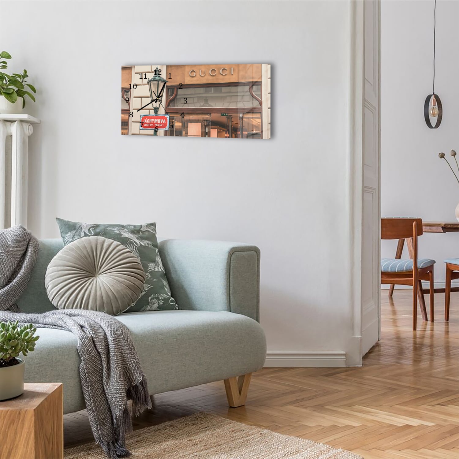 Wanduhr 60x30 - Gucci-Geschäft Front